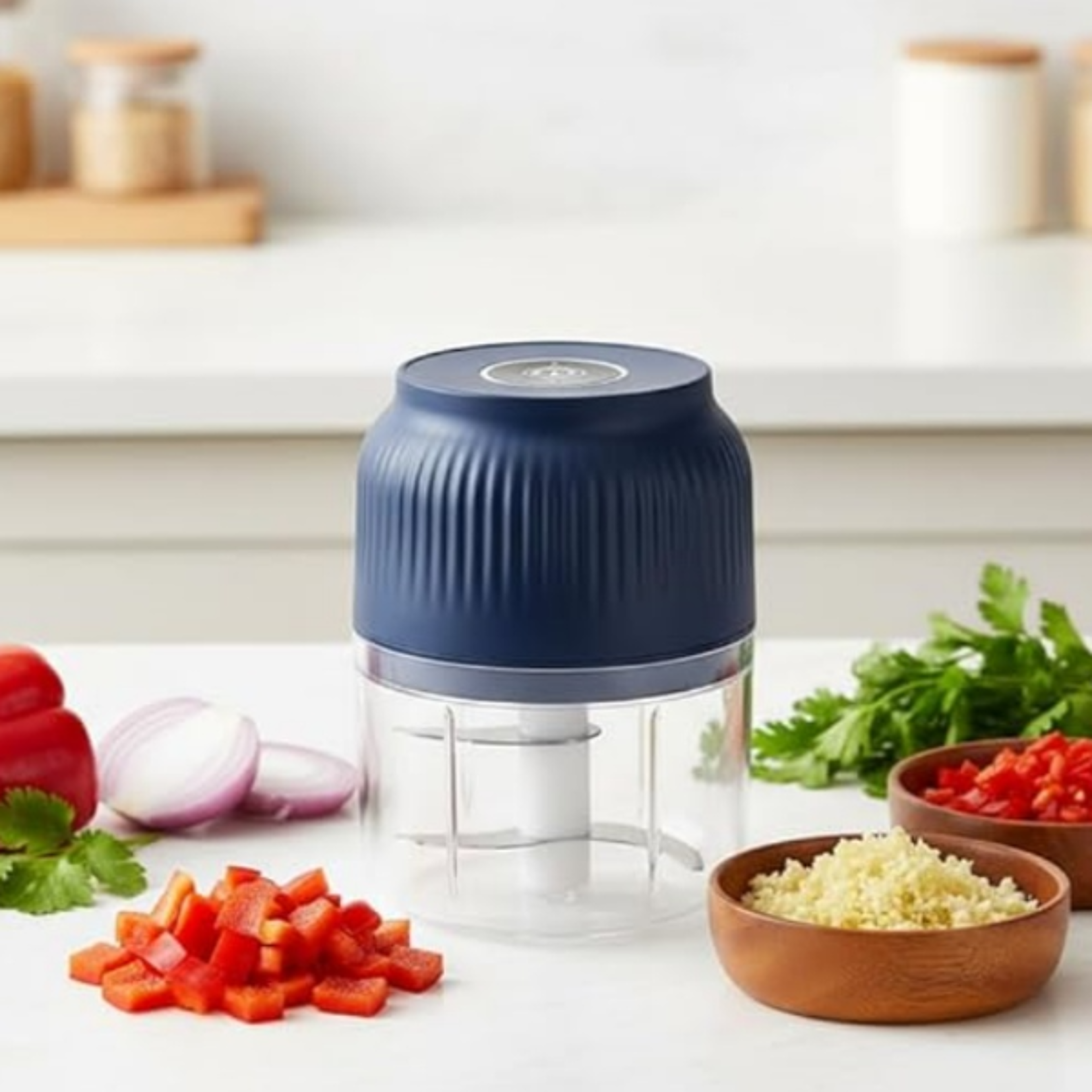 portable electric garlic chopper with stainless steel blades kitchen mini food processors
