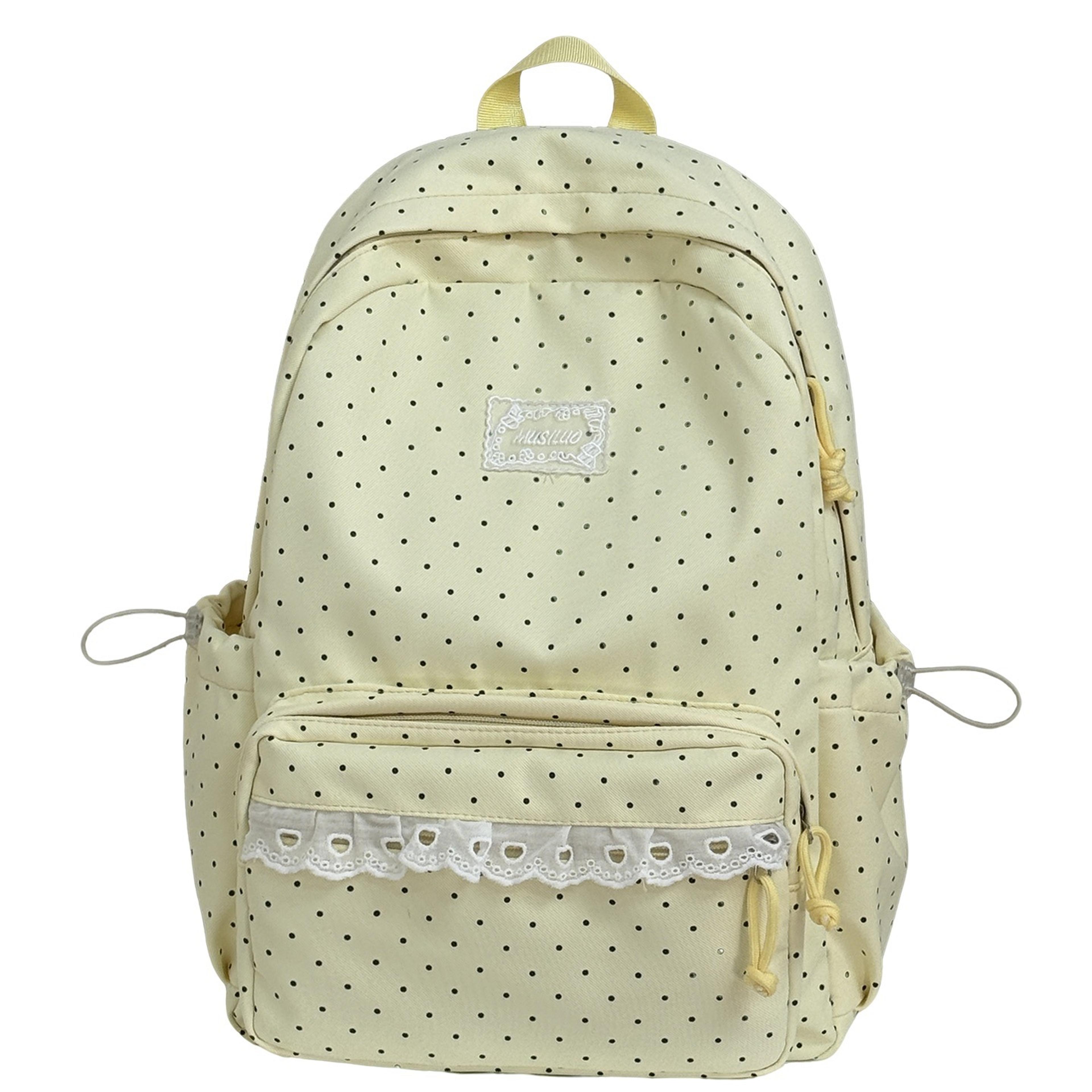 Back To School Korean Style Backpack For Women Cute Polka Dot Lightweight Nylon School Travel Bag 3