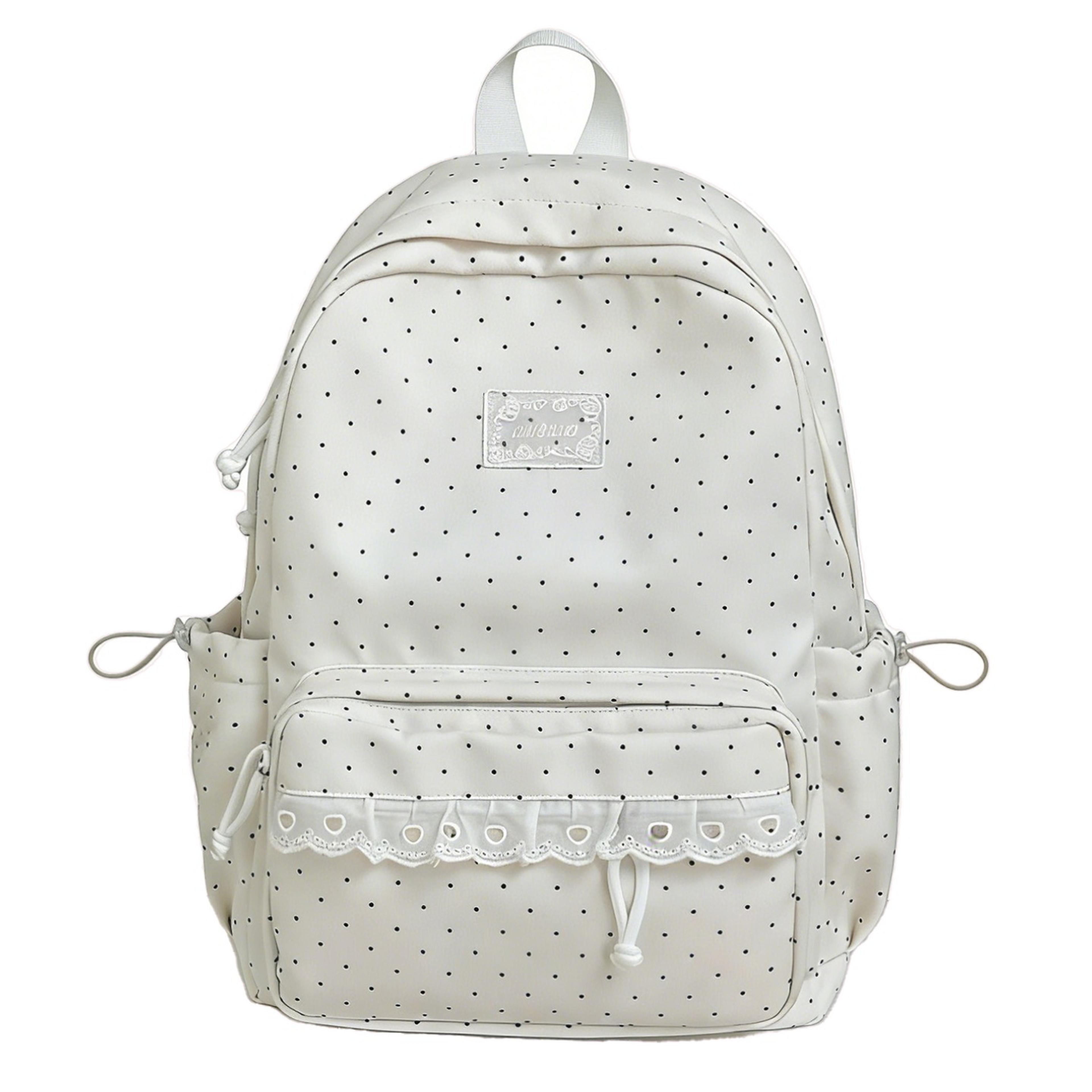 Back To School Korean Style Backpack For Women Cute Polka Dot Lightweight Nylon School Travel Bag 5