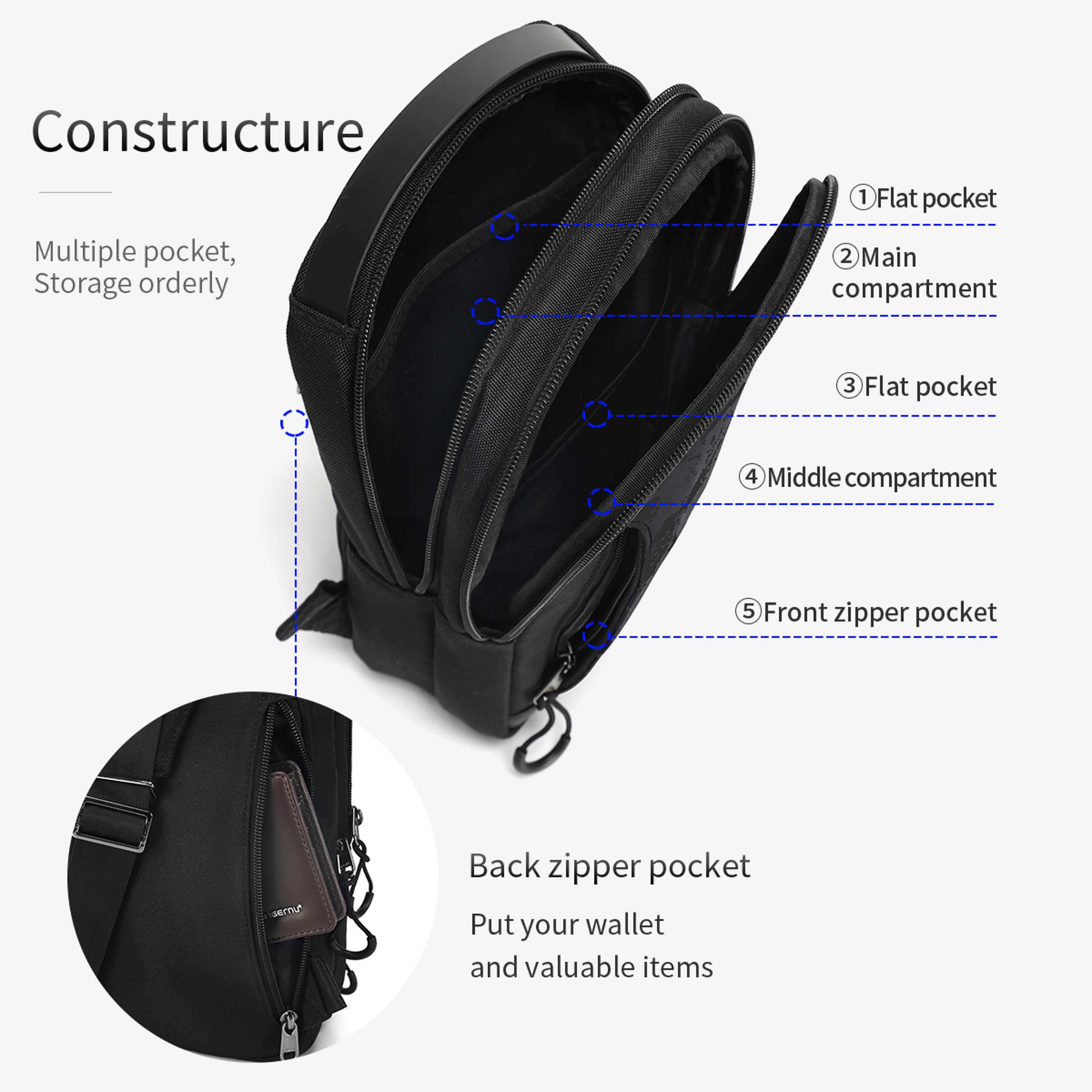 Back To School Backpack Mens Crossbody Bag Water Resistant Chest Sling For IPad 3
