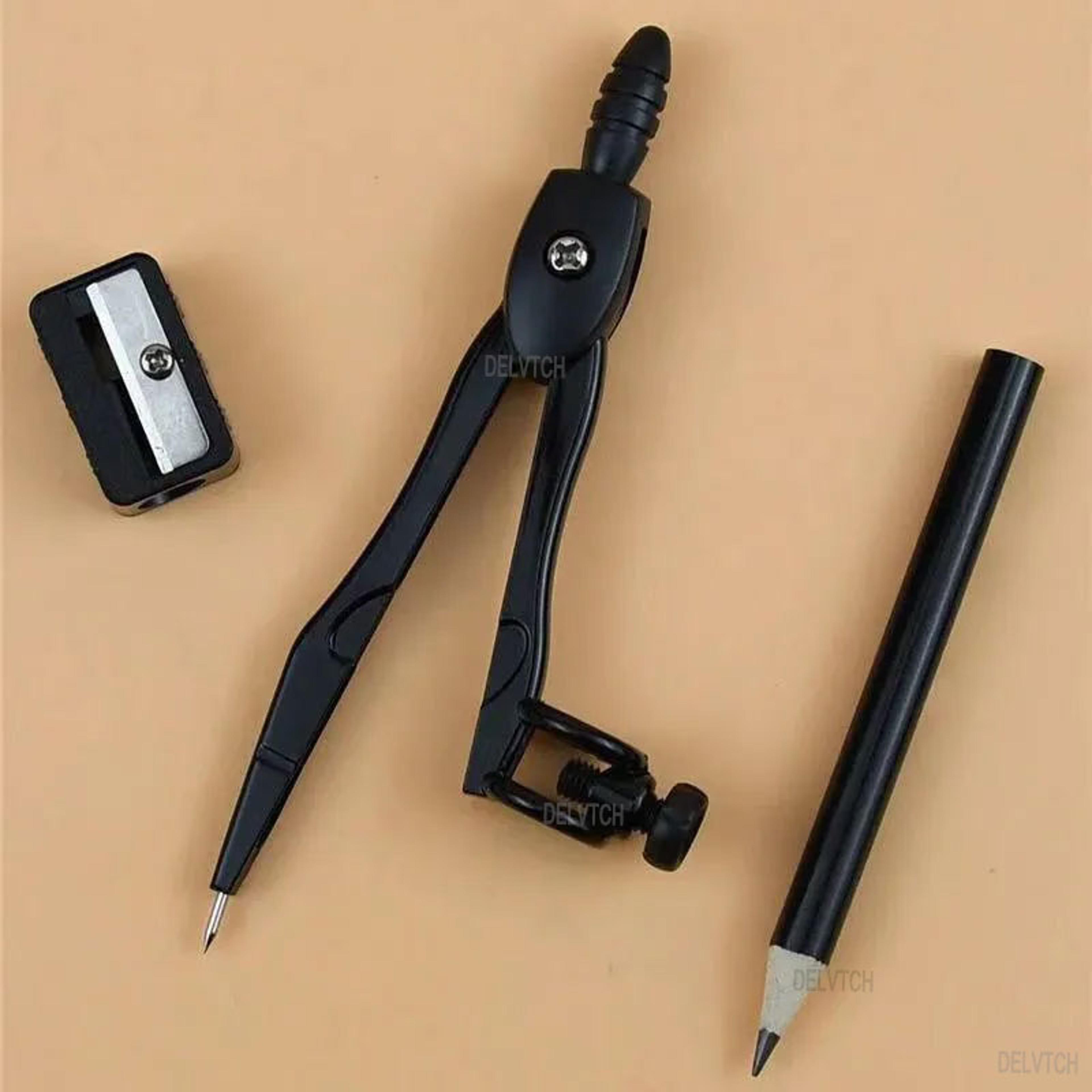 Metal Geometry Compass Set With Pencil Sharpener Back To School Math  Art Supplies 2