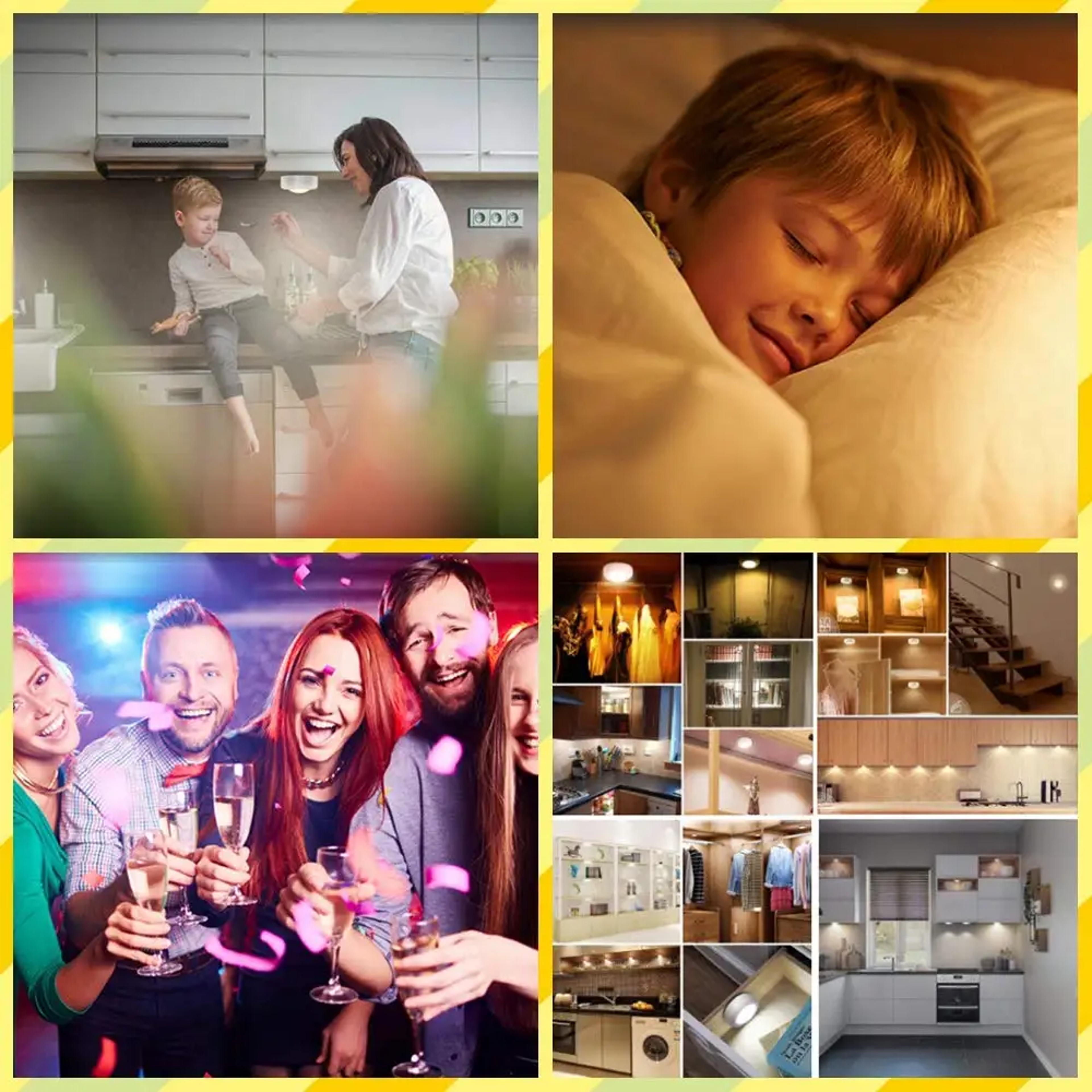 LED Puck Lights Rechargeable Color Under Cabinet Lights For Closets  Kitchen 4
