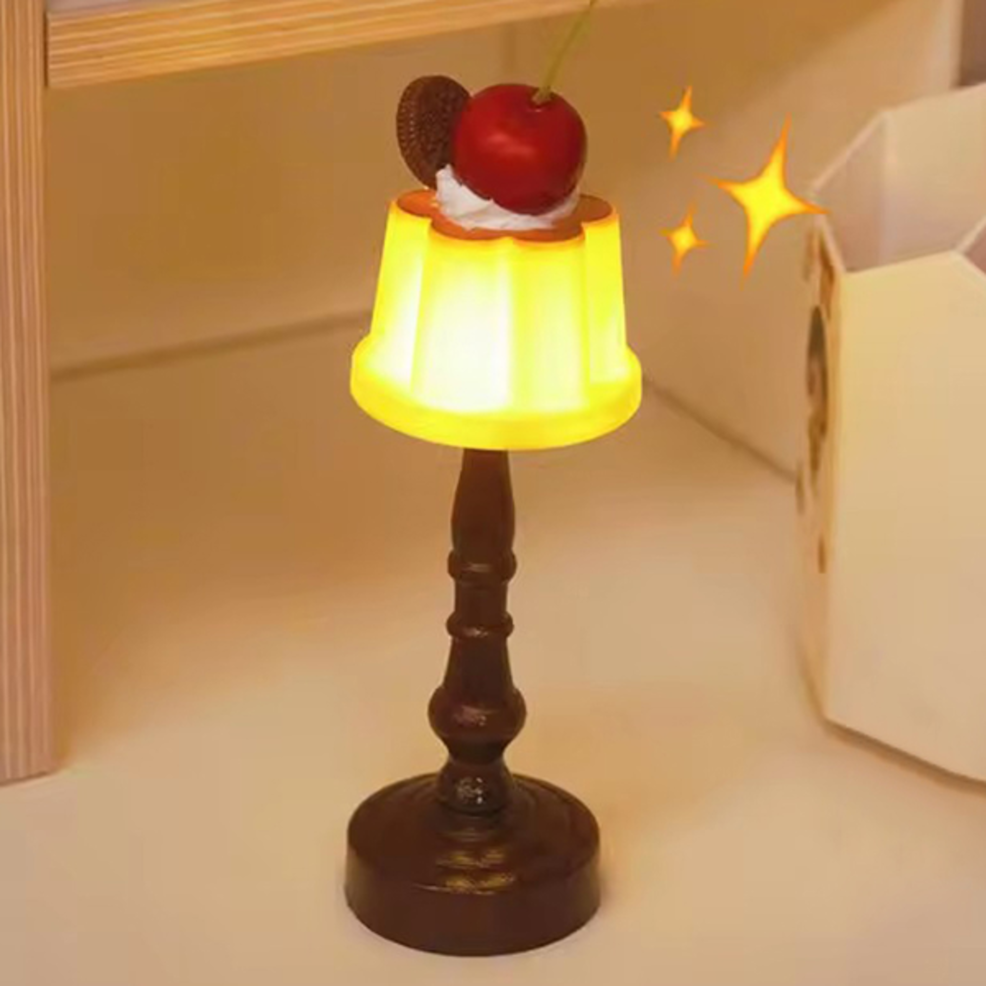 glow pudding led night light battery powered bedside lamp for kids & cozy bedroom decor