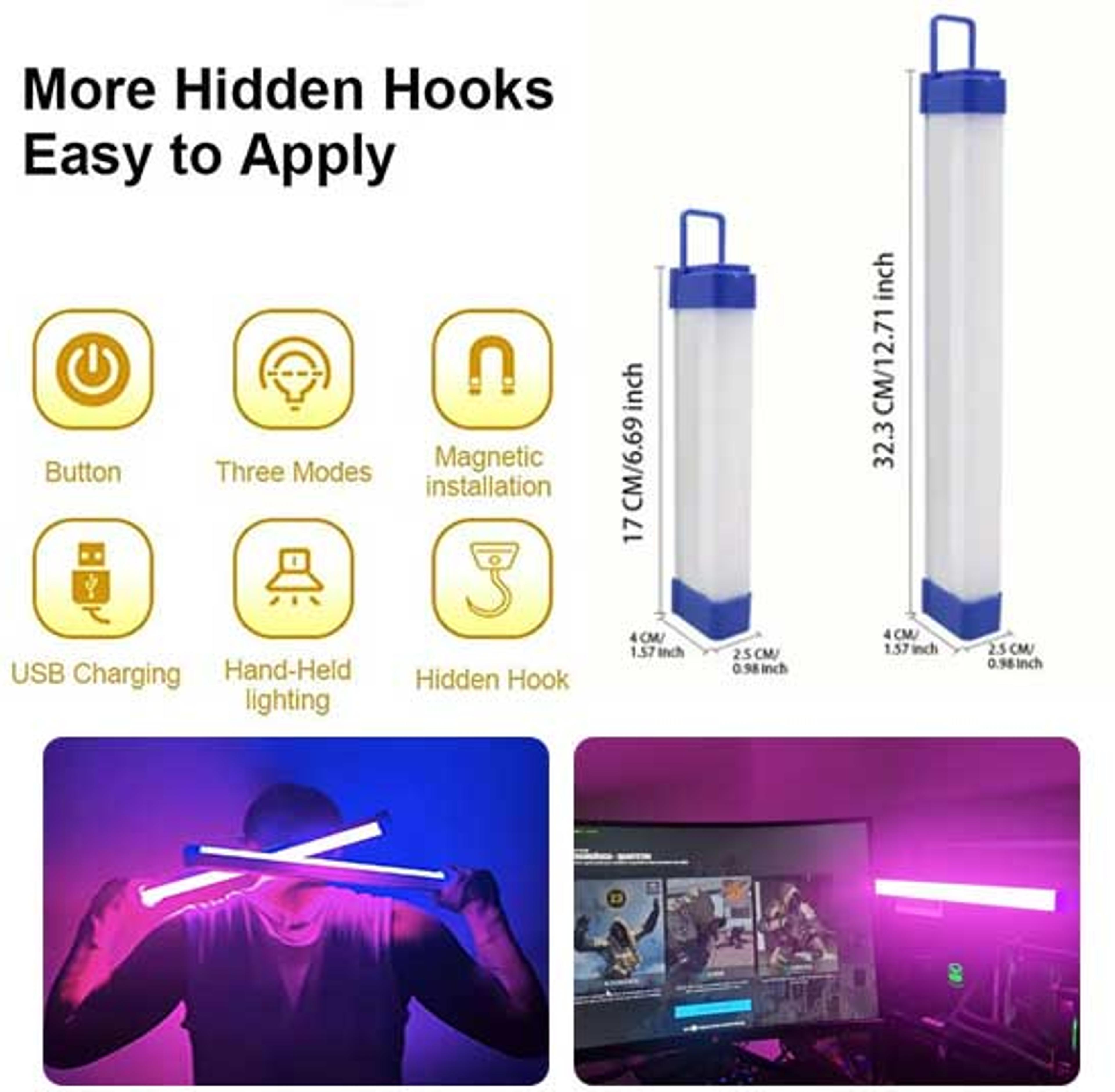 RGB Tube Light LED Light Stick USB Night Light For Photography Gaming  Room Ambience 5