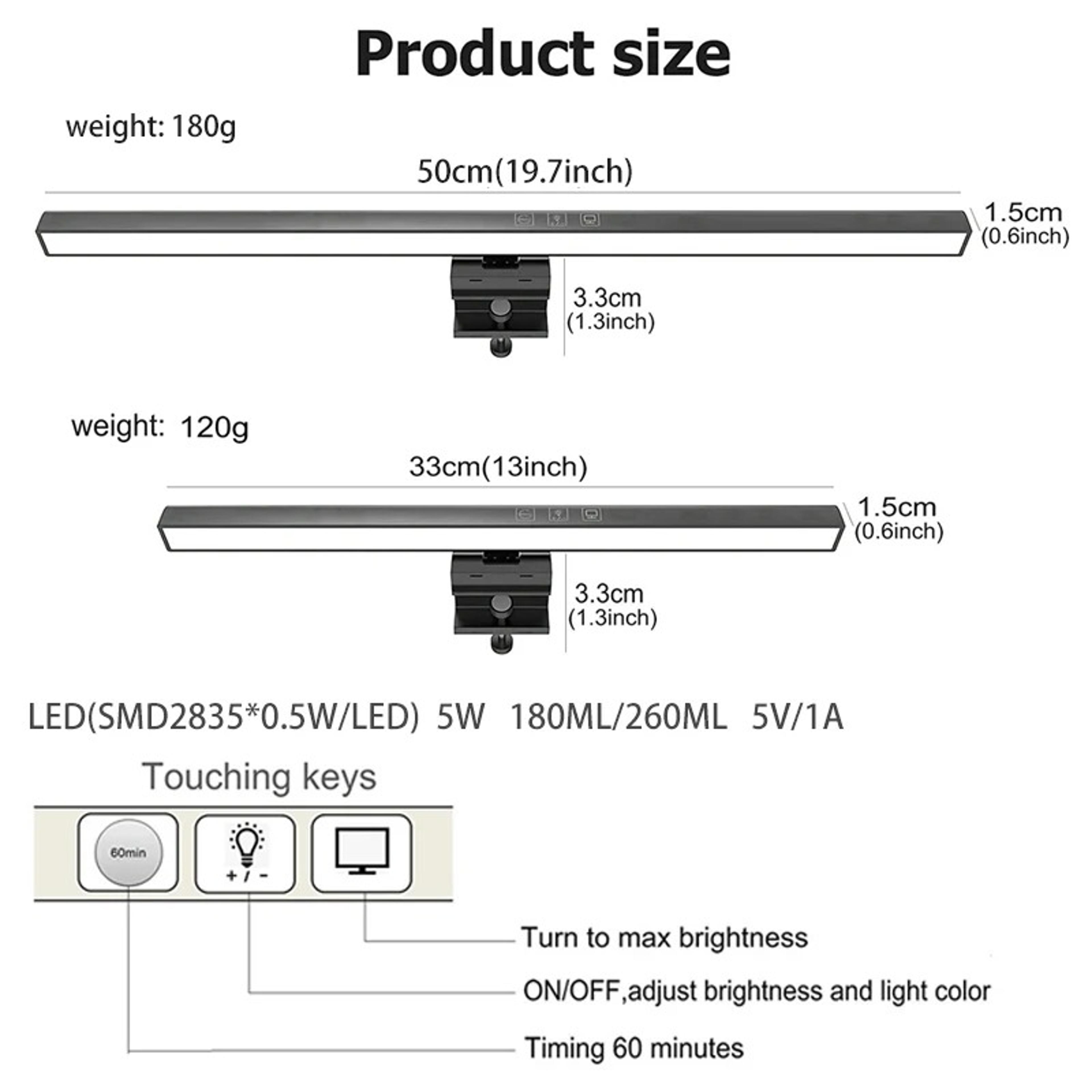 Eye Care Monitor Light Bar LED Desk Lamp With Stepless Dimming  USB Power 4