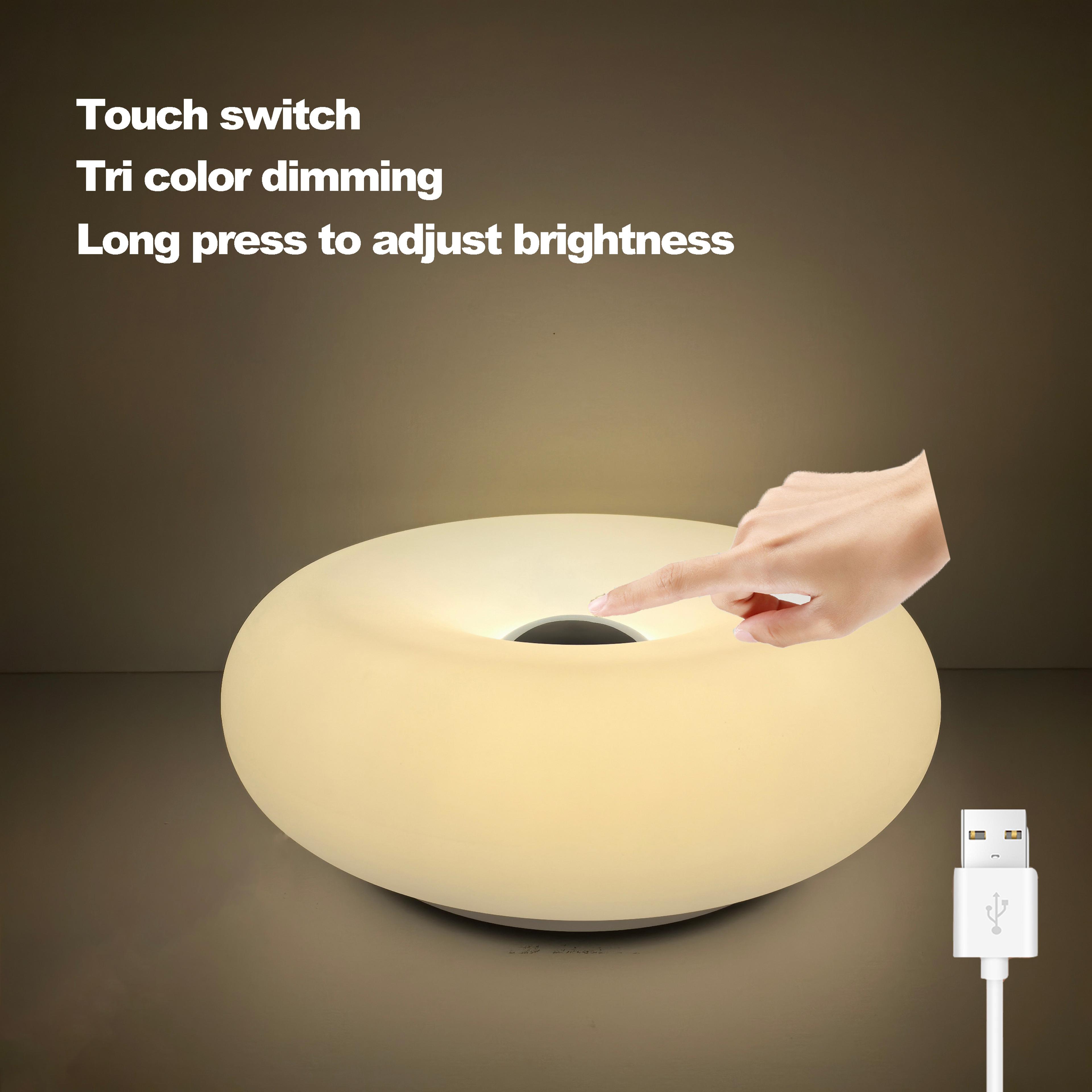 Bauhaus Donut LED Ambient Table Lamp USB Bedside Light For Modern Home Decor 7
