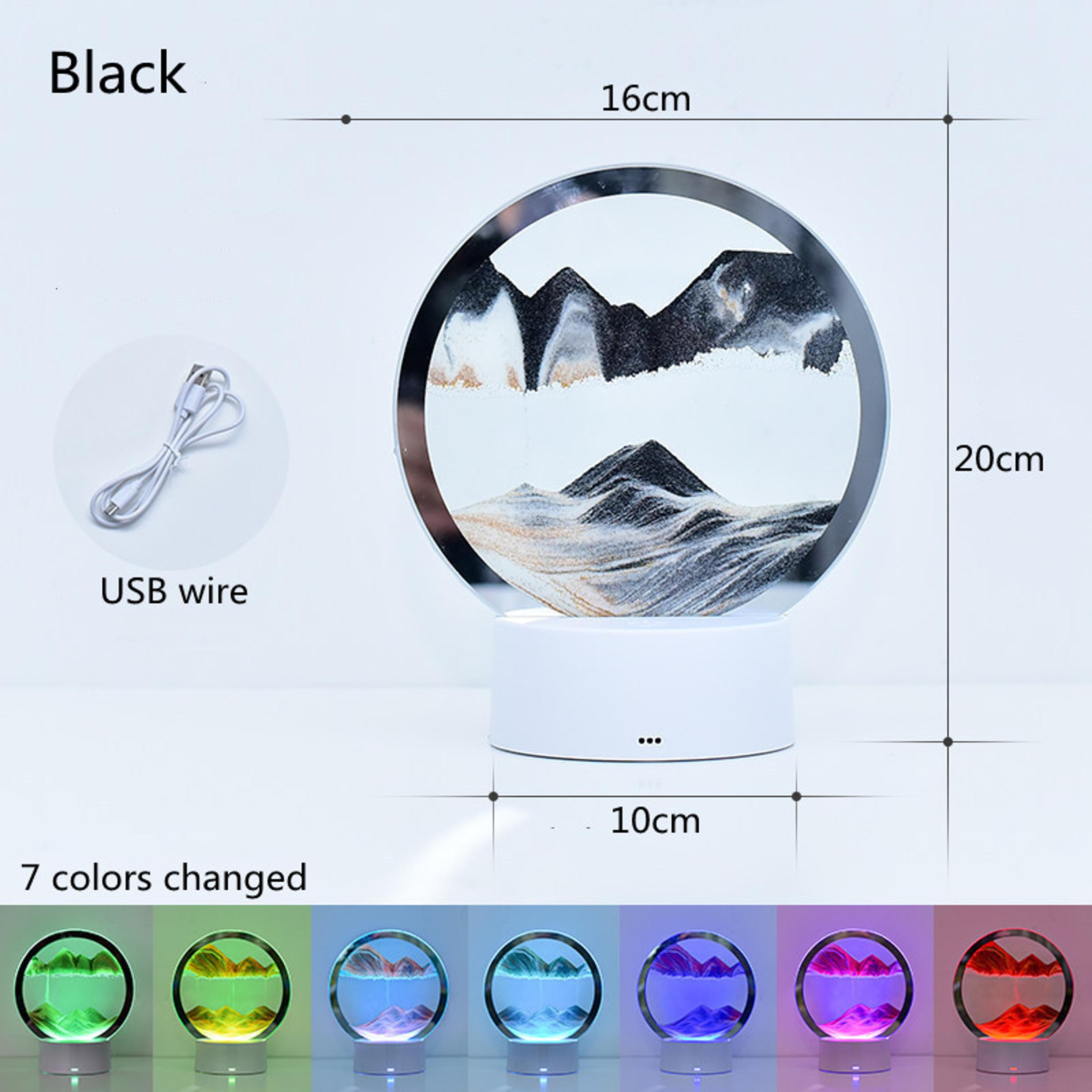Flowing Sand Lamp LED Night Light Moving Sand Art Desk Decor For Relaxation 7
