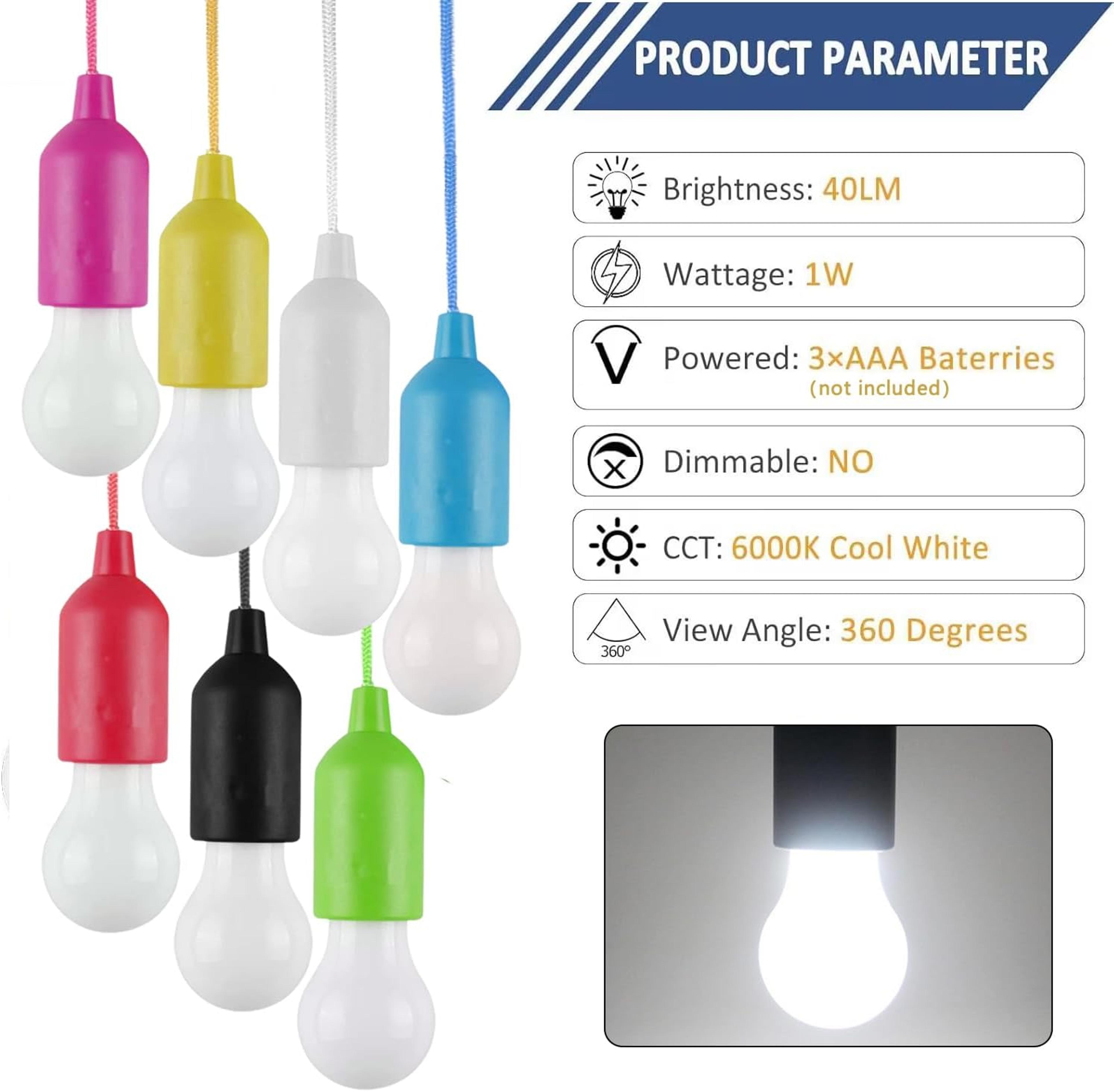 Portable Battery Operated Pull Cord Light LED Hanging Lamp For Camping Emergencies  Home Use 4