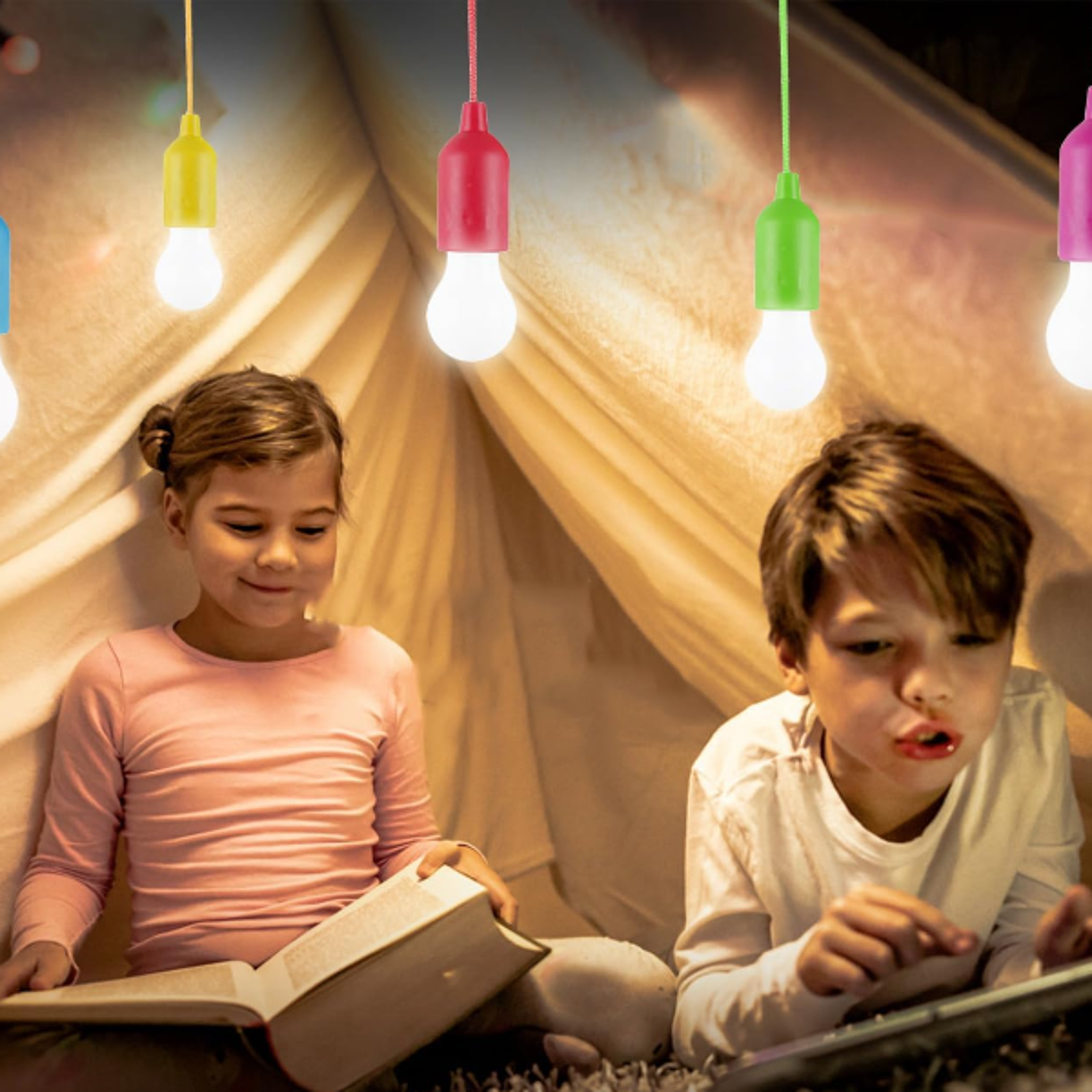portable battery operated pull cord light led hanging lamp for camping, emergencies & home use