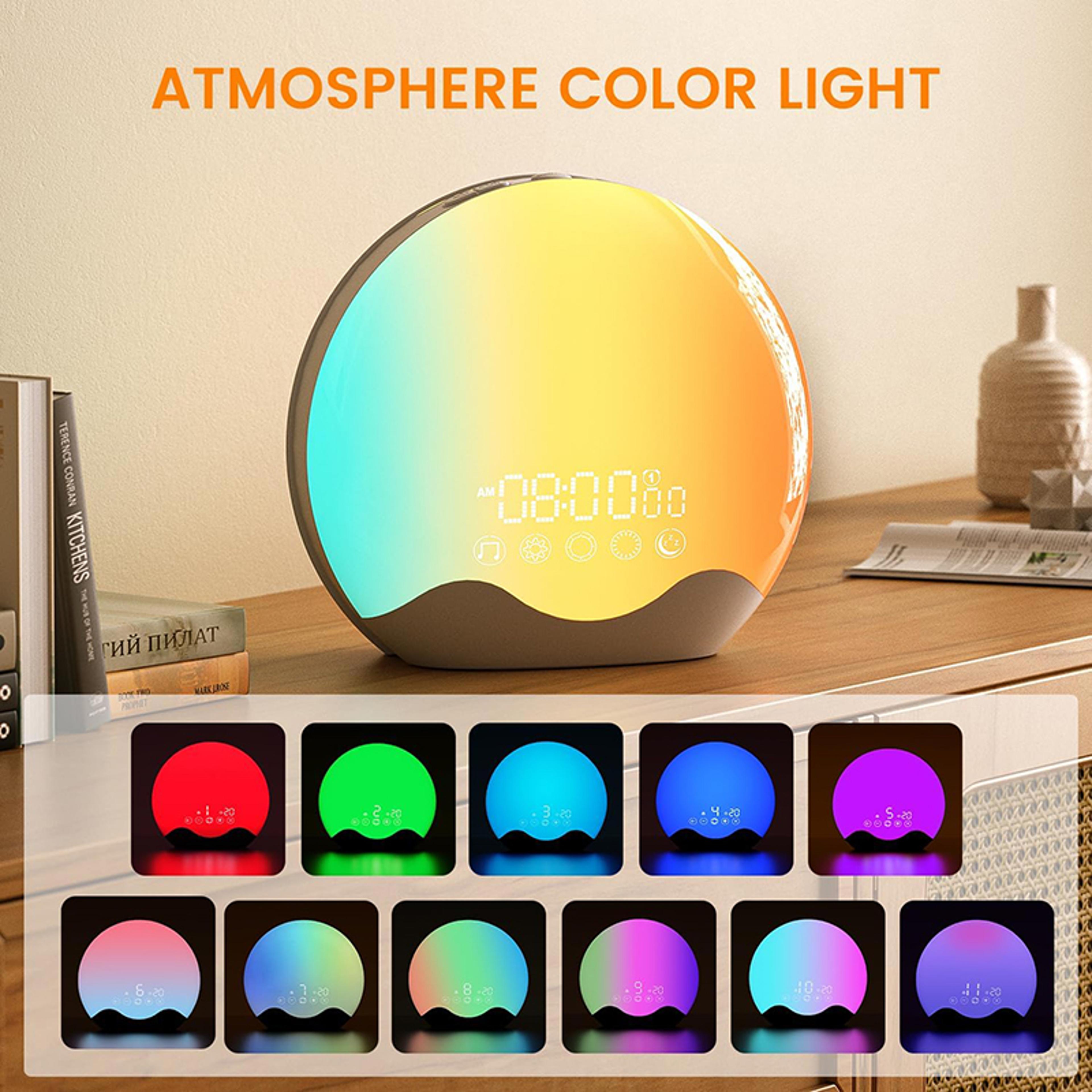 Sunrise Alarm Clock Wake Up Light With Sleep Sounds  Color Changing Night Light 4