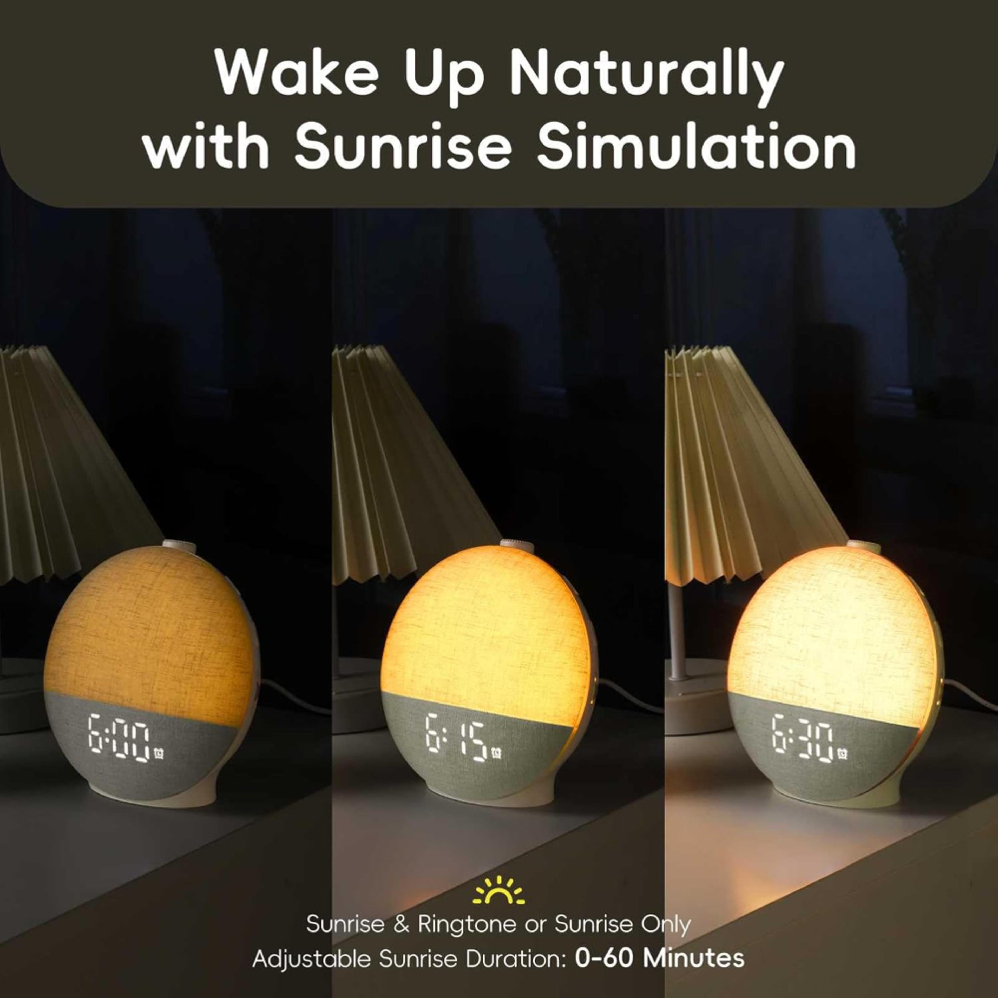 Sunrise Alarm Clock With White Noise Machine Wake Up Light  Bluetooth Speaker 1