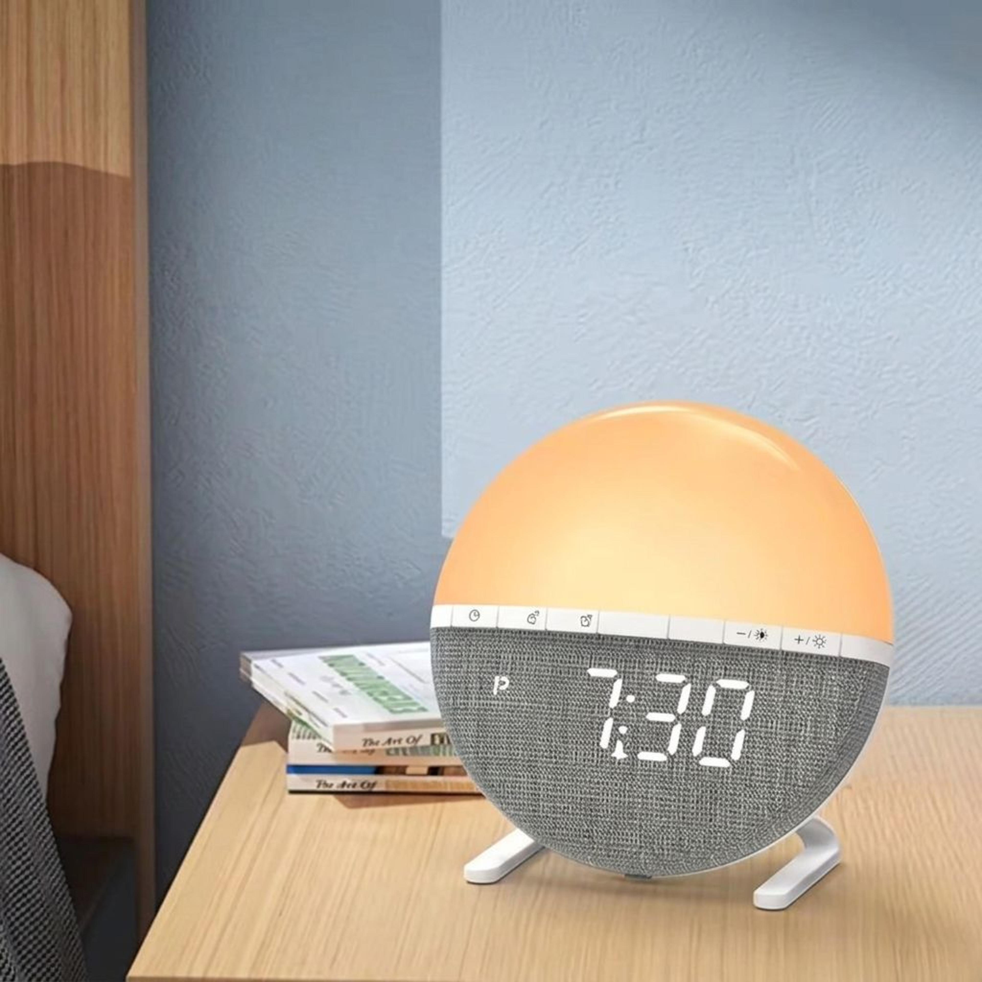 gentle glow sunrise alarm clock with wake up light, natural sounds & rgb bedside night light
