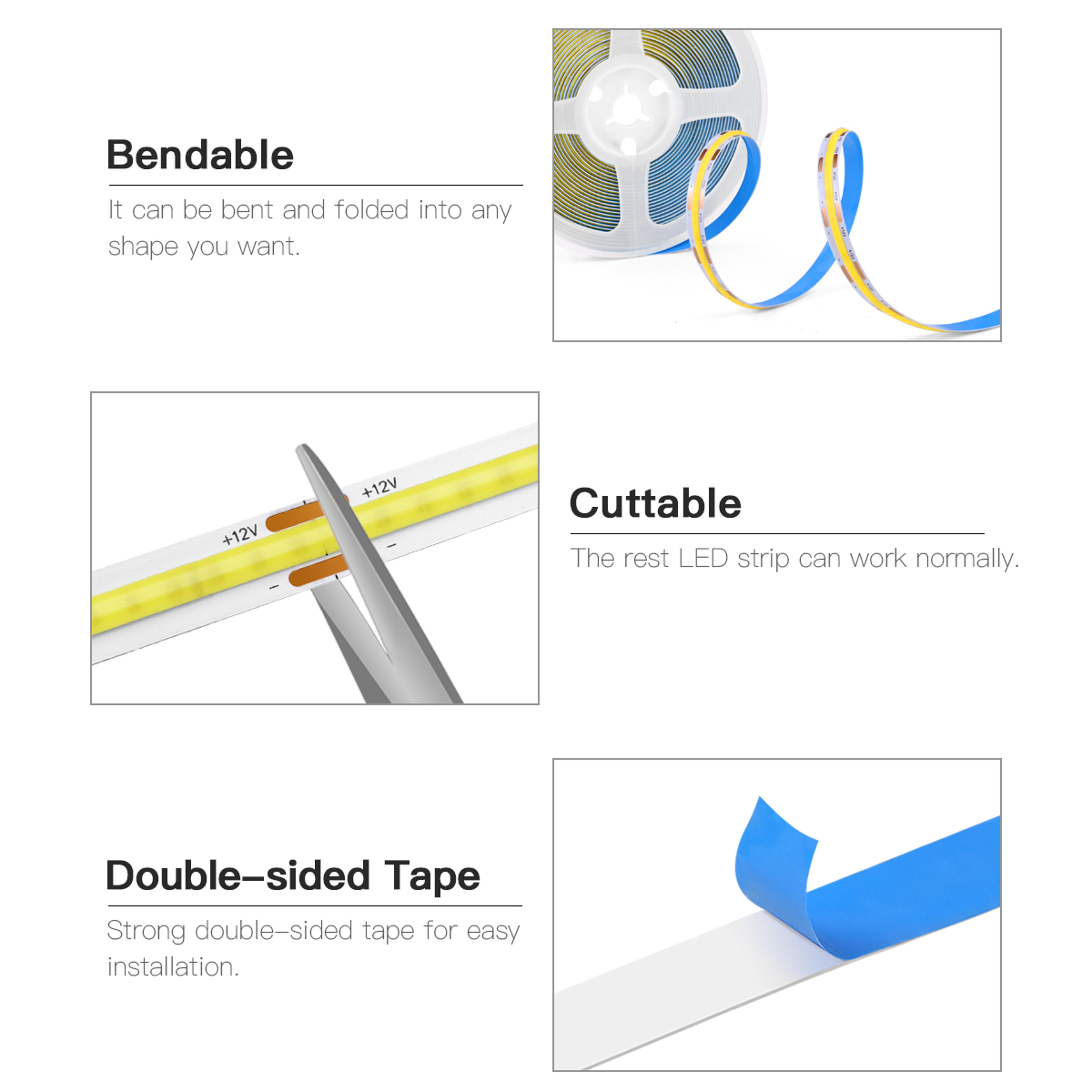 Smart COB LED Light Strip With Wireless Touch Sensor For Under Cabinet Mirror  Wood Lighting 4