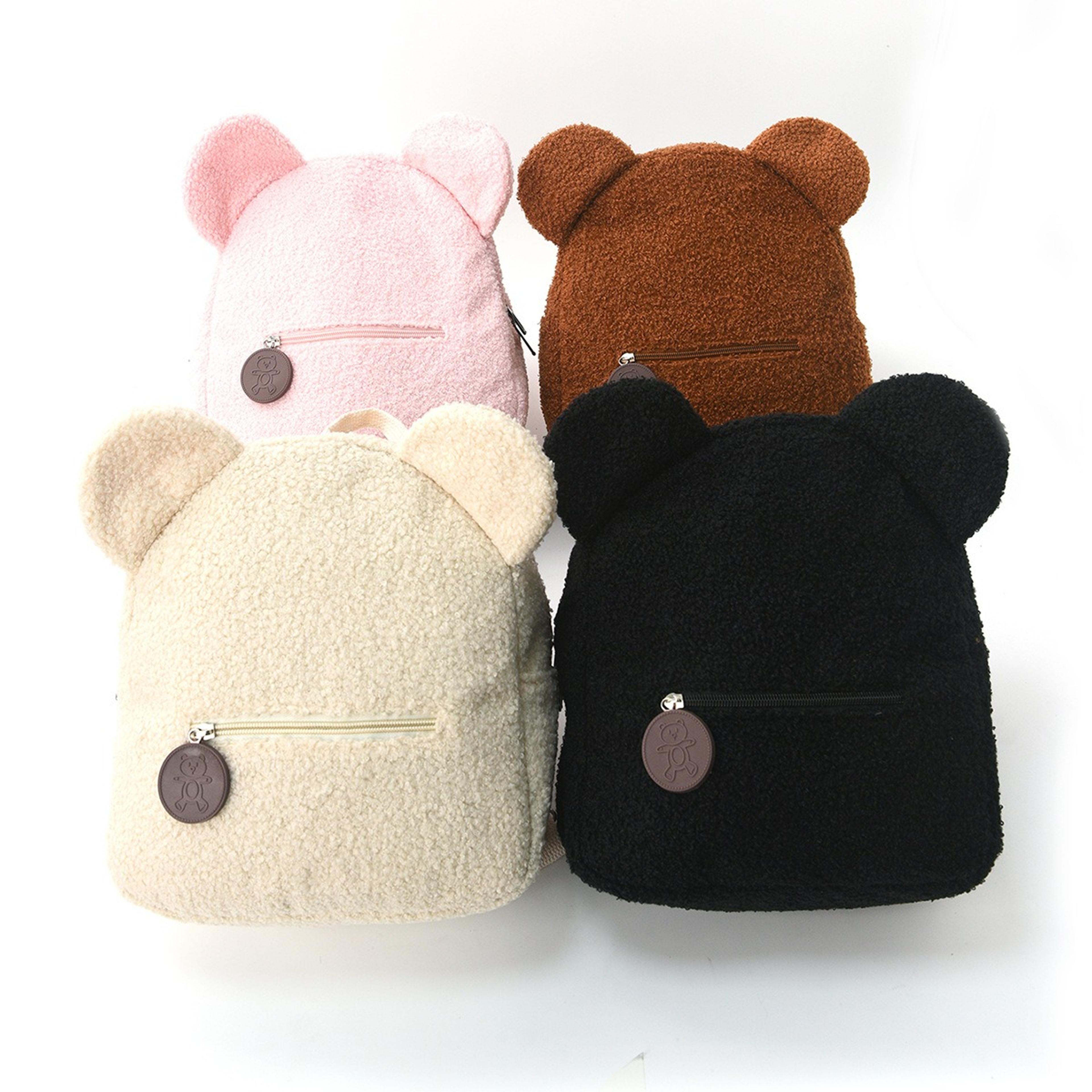 Cute Bear Ears Plush Backpack For Kids Soft Cartoon Animal Bag For School And Travel 1