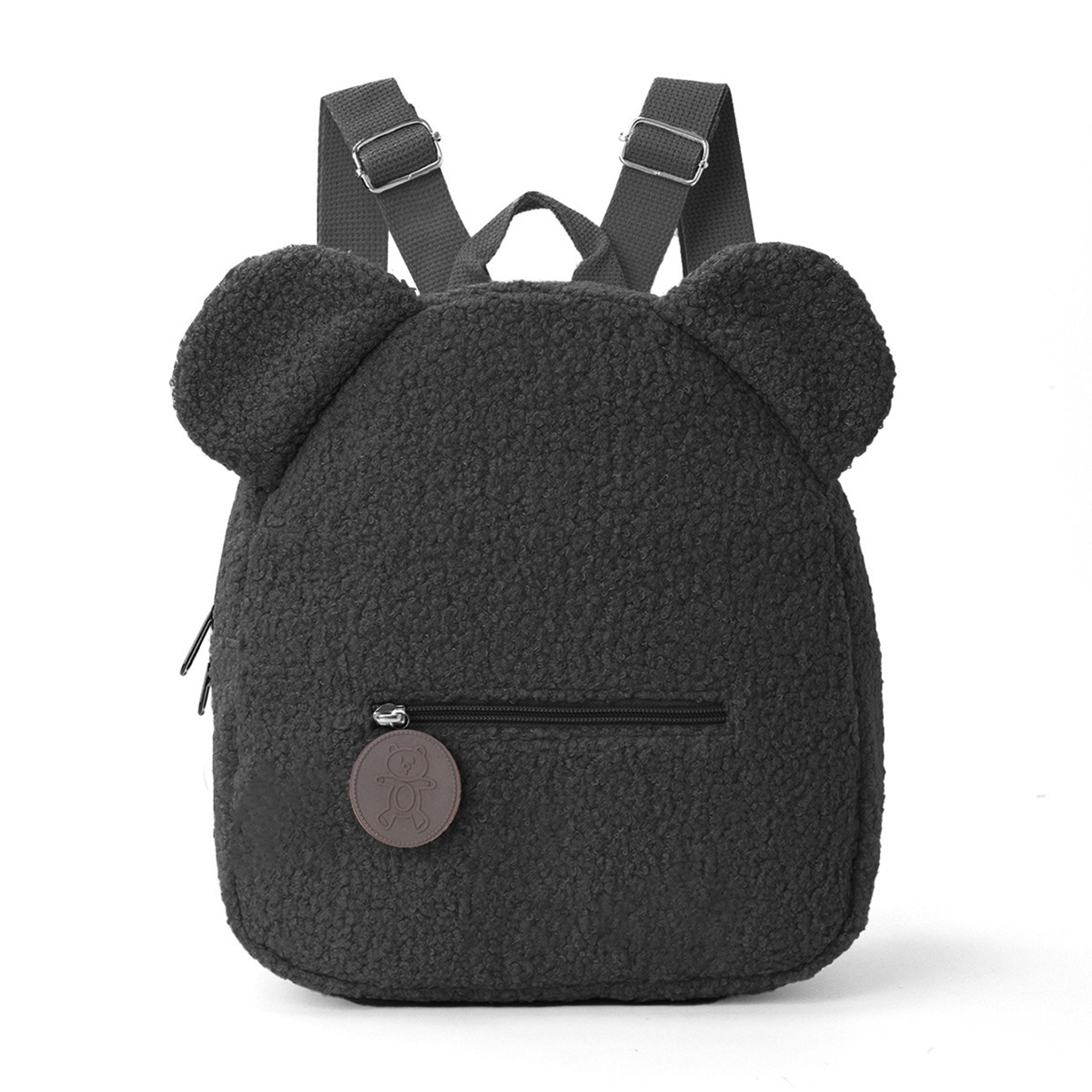 Cute Bear Ears Plush Backpack For Kids Soft Cartoon Animal Bag For School And Travel 5