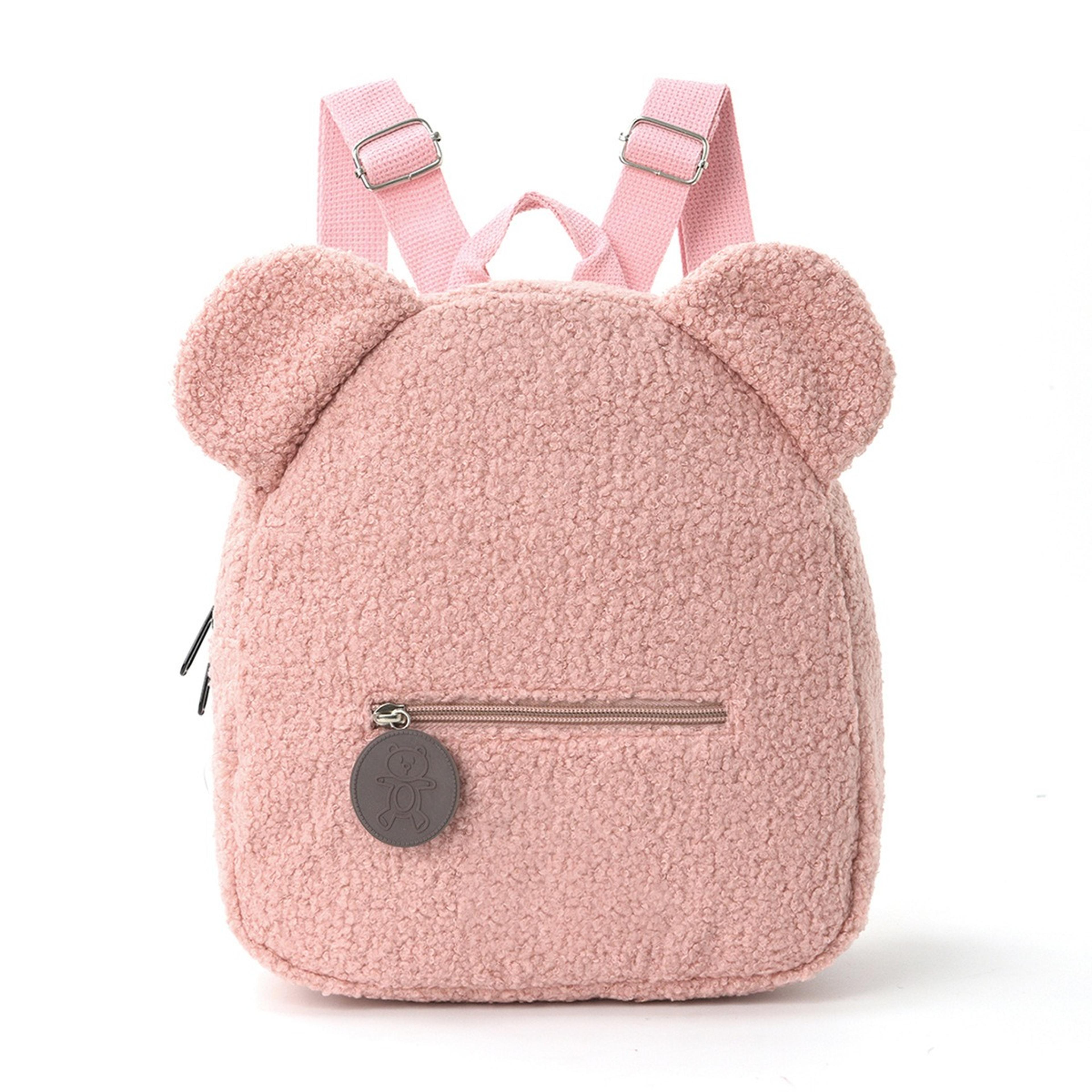 Cute Bear Ears Plush Backpack For Kids Soft Cartoon Animal Bag For School And Travel 9