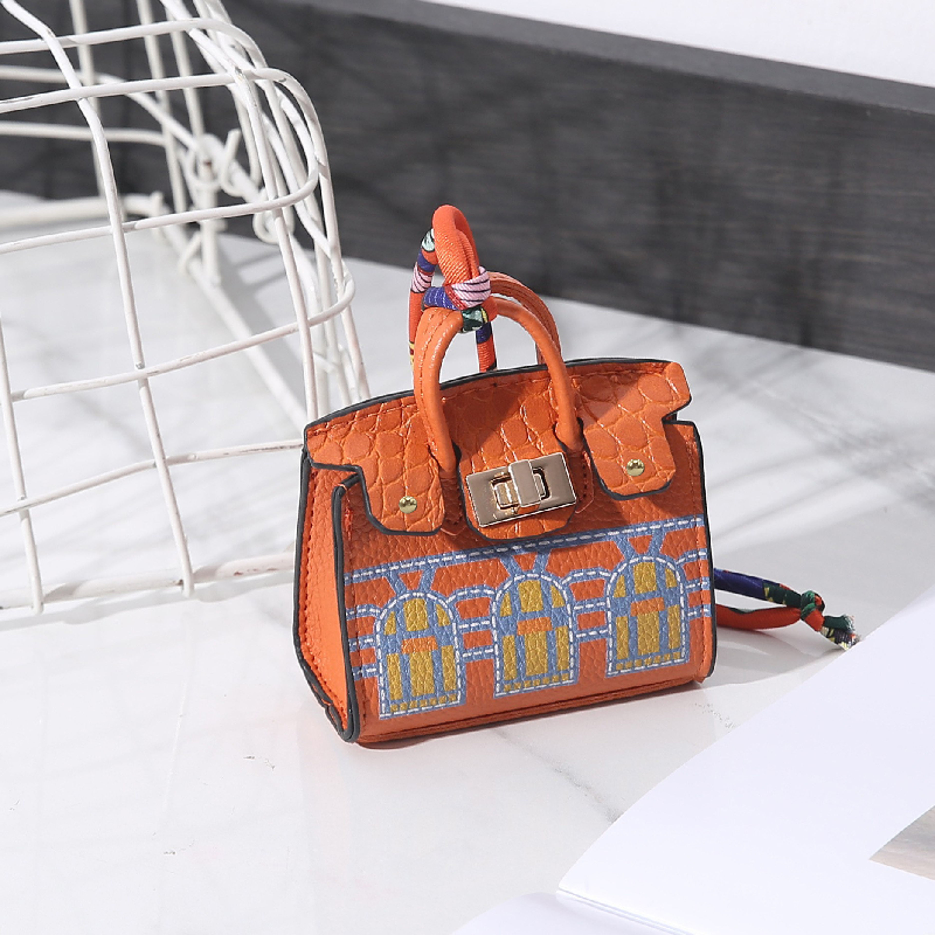 mini hanging bag ornament cute house charm key earphone storage bag