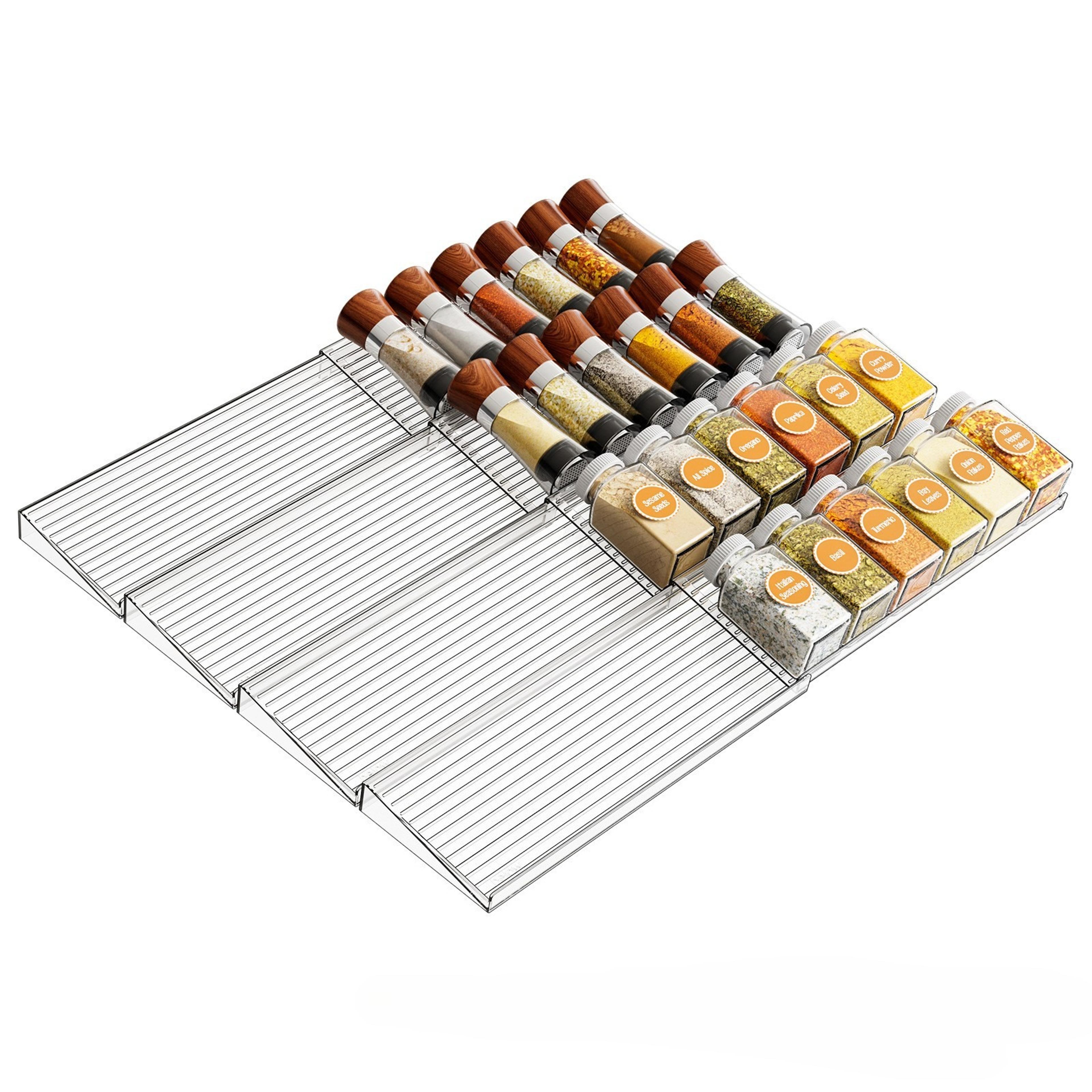 adjustable acrylic spice drawer organizer expandable kitchen cabinet rack