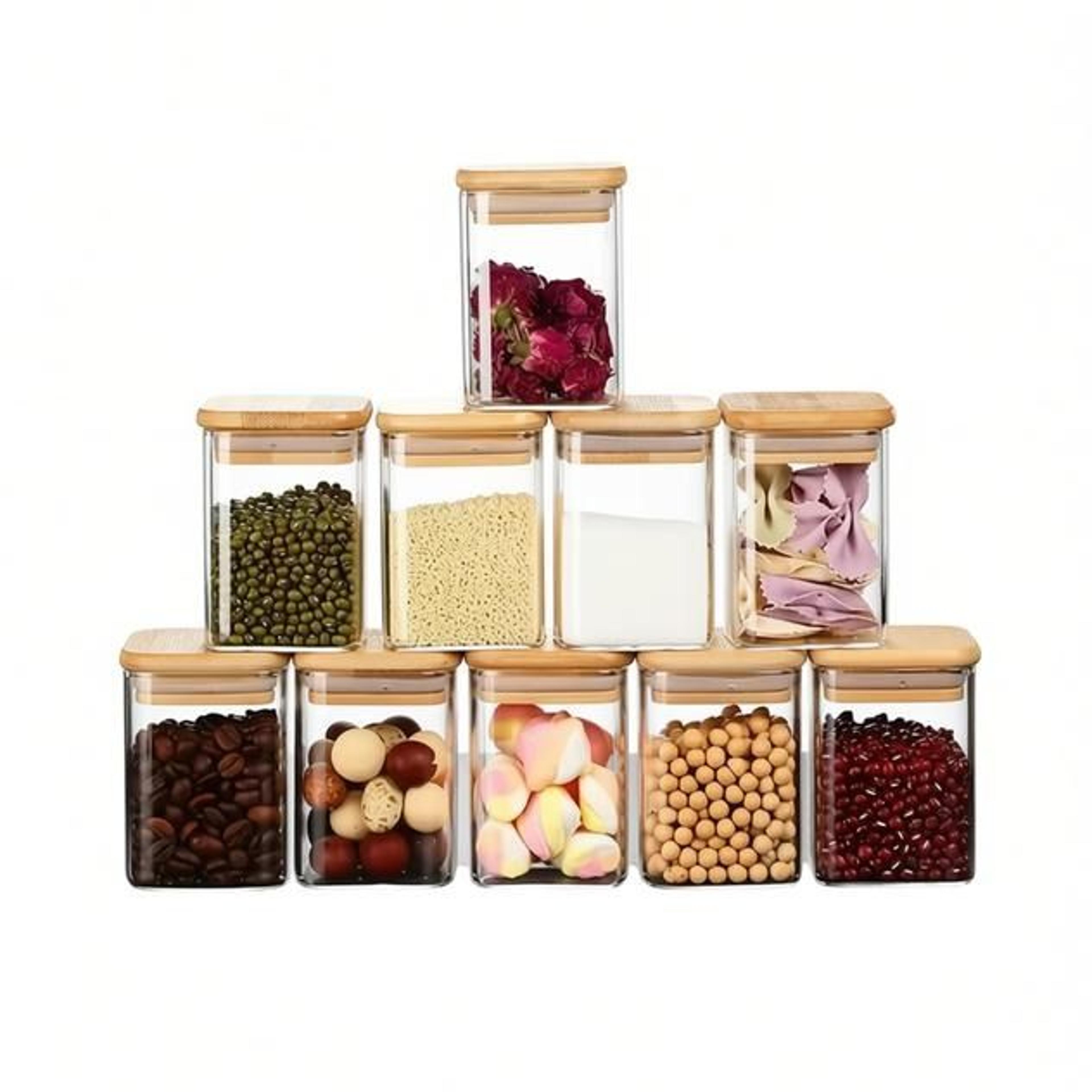 glass food storage containers set airtight kitchen jars for pantry organization