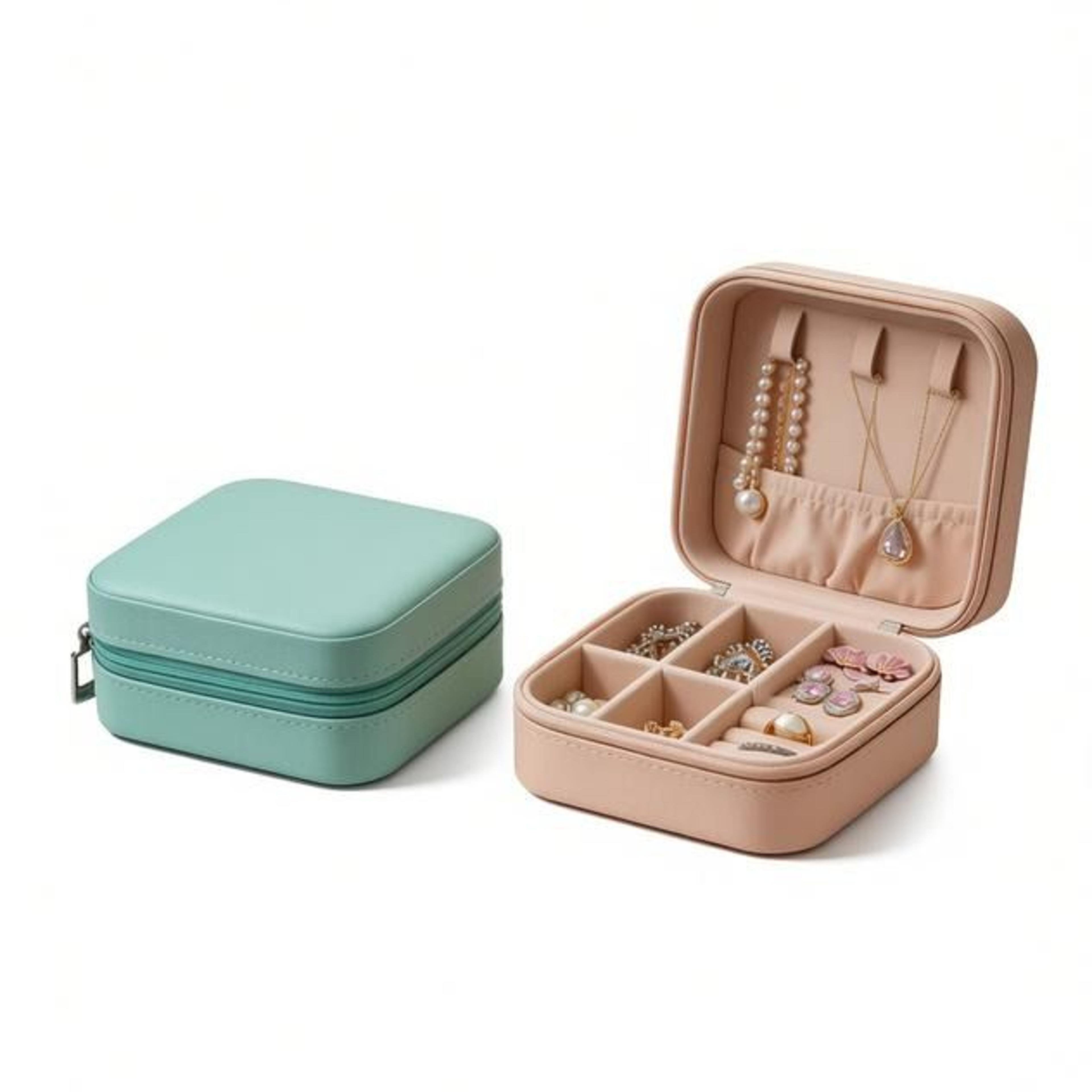 compact travel jewelry case with ring and earring organizer
