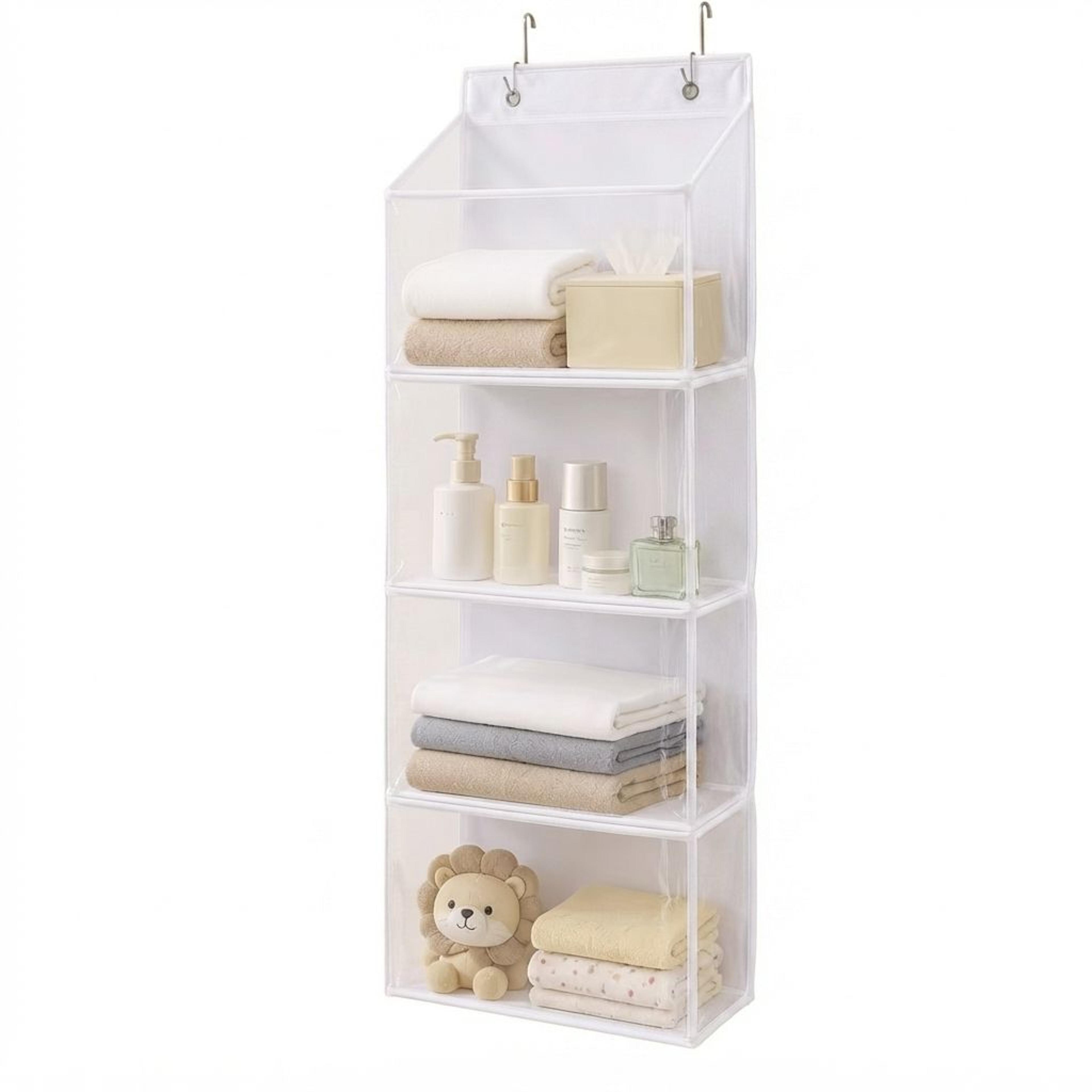 tier over door hanging organizer clear pocket storage rack for bedroom bathrooms