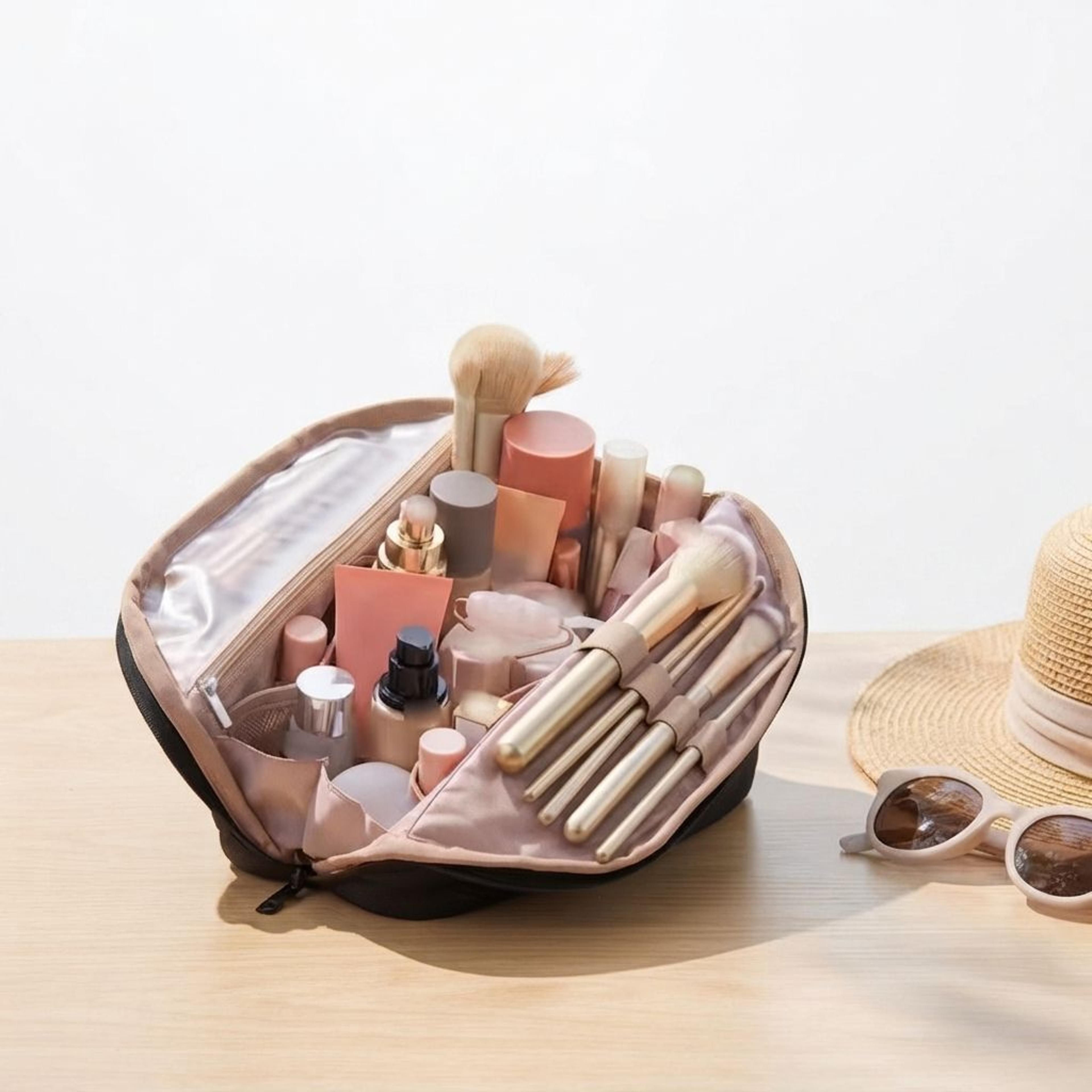 thickened makeup storage bag with partition layer portable beauty organizer