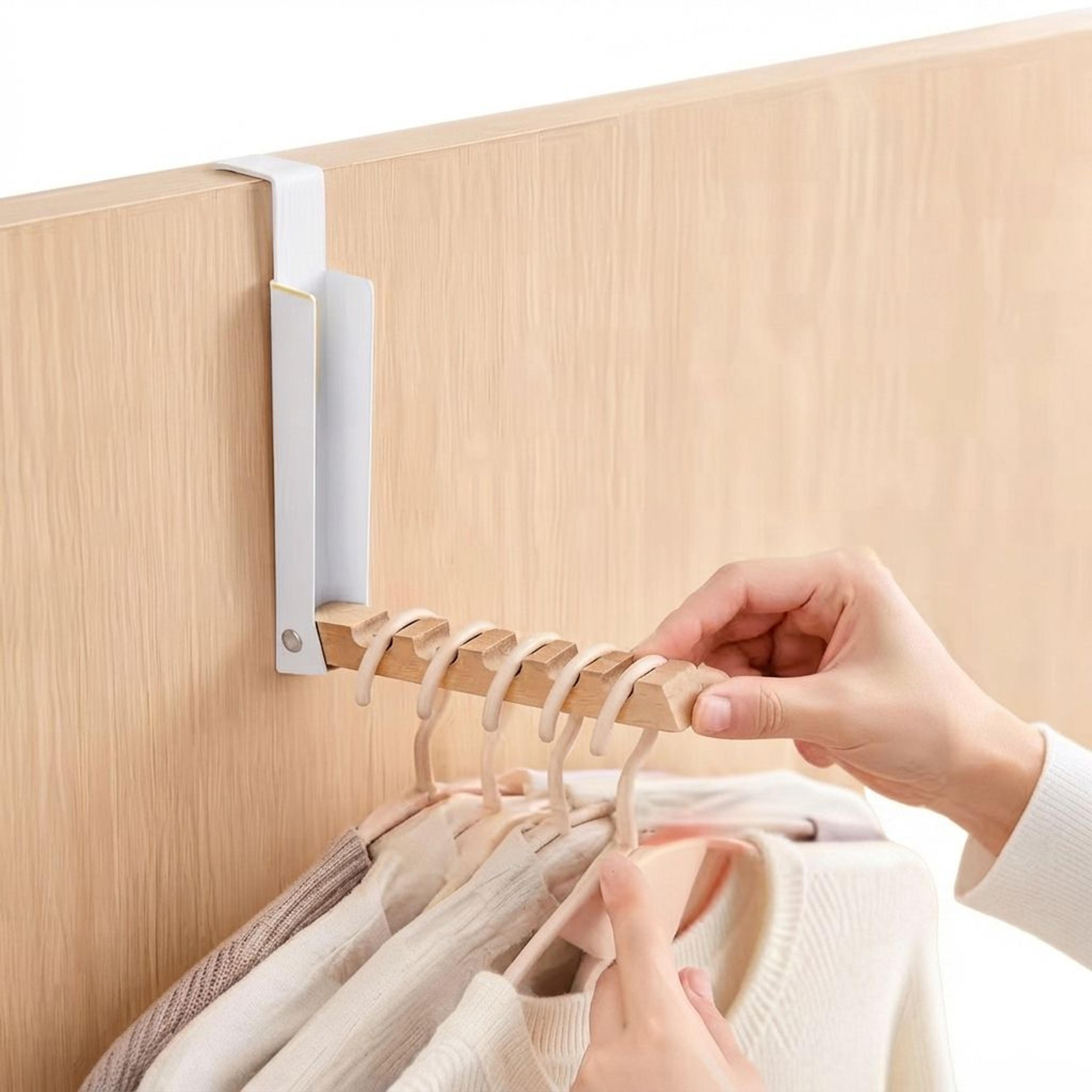 space saving over door hooks foldable rack organizer for coats bags and towels
