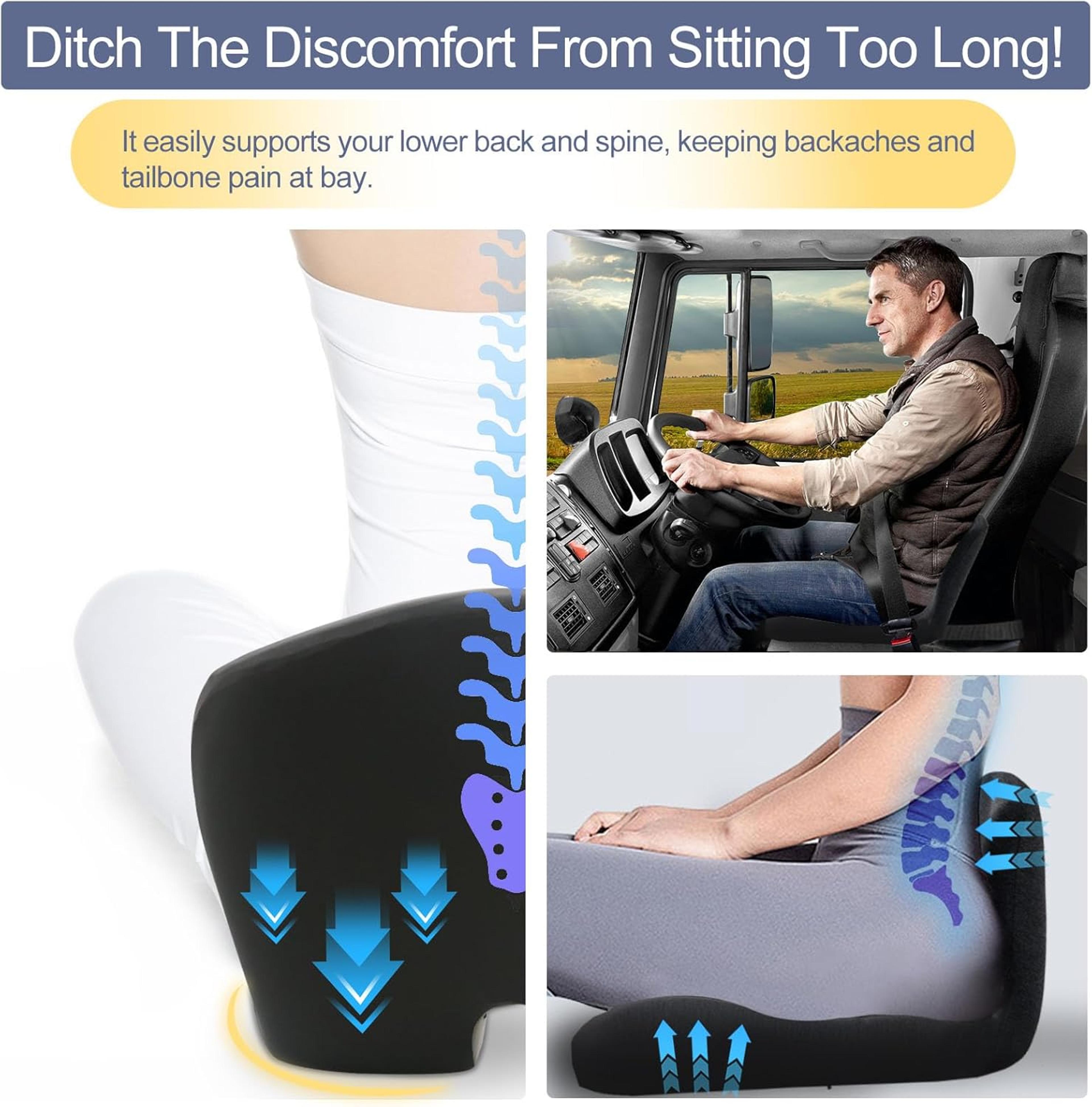 L Shaped Memory Foam Seat Cushion For Office Car Chair Back Pain Relief 4