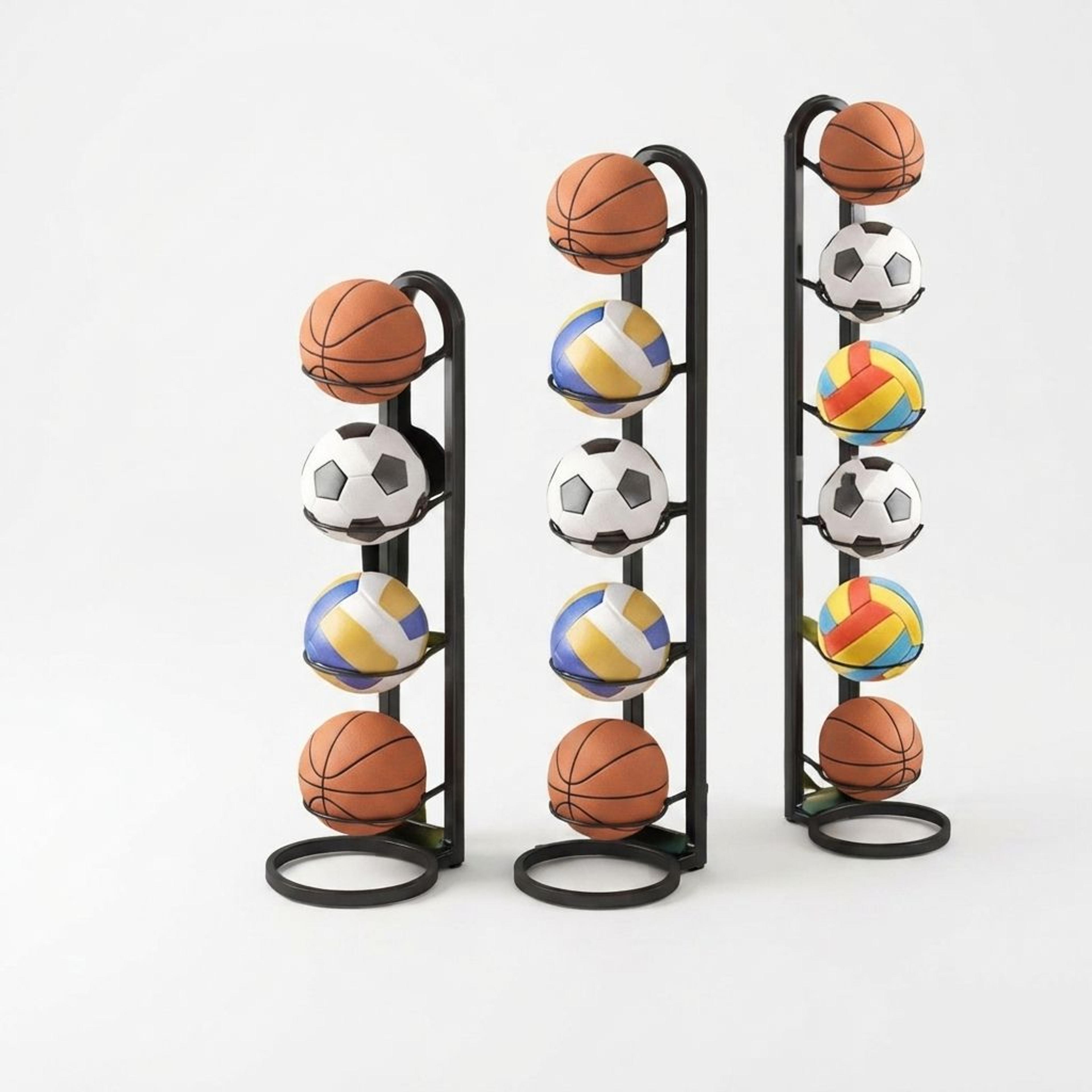 black metal sports ball organizer rack multi functional storage holder for home gym garage