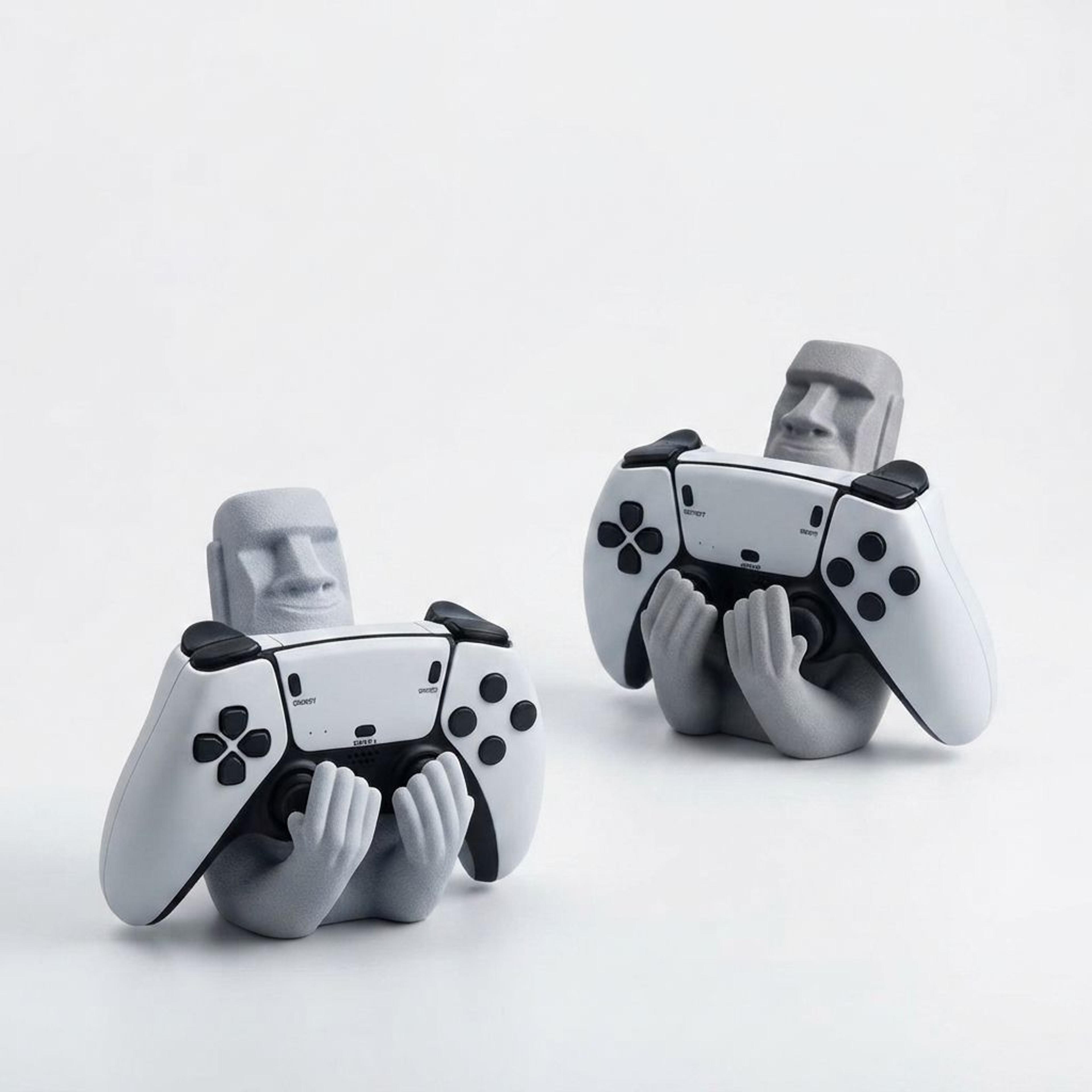 moai stone resin gaming controller holder for xbox switch gamer desk decor