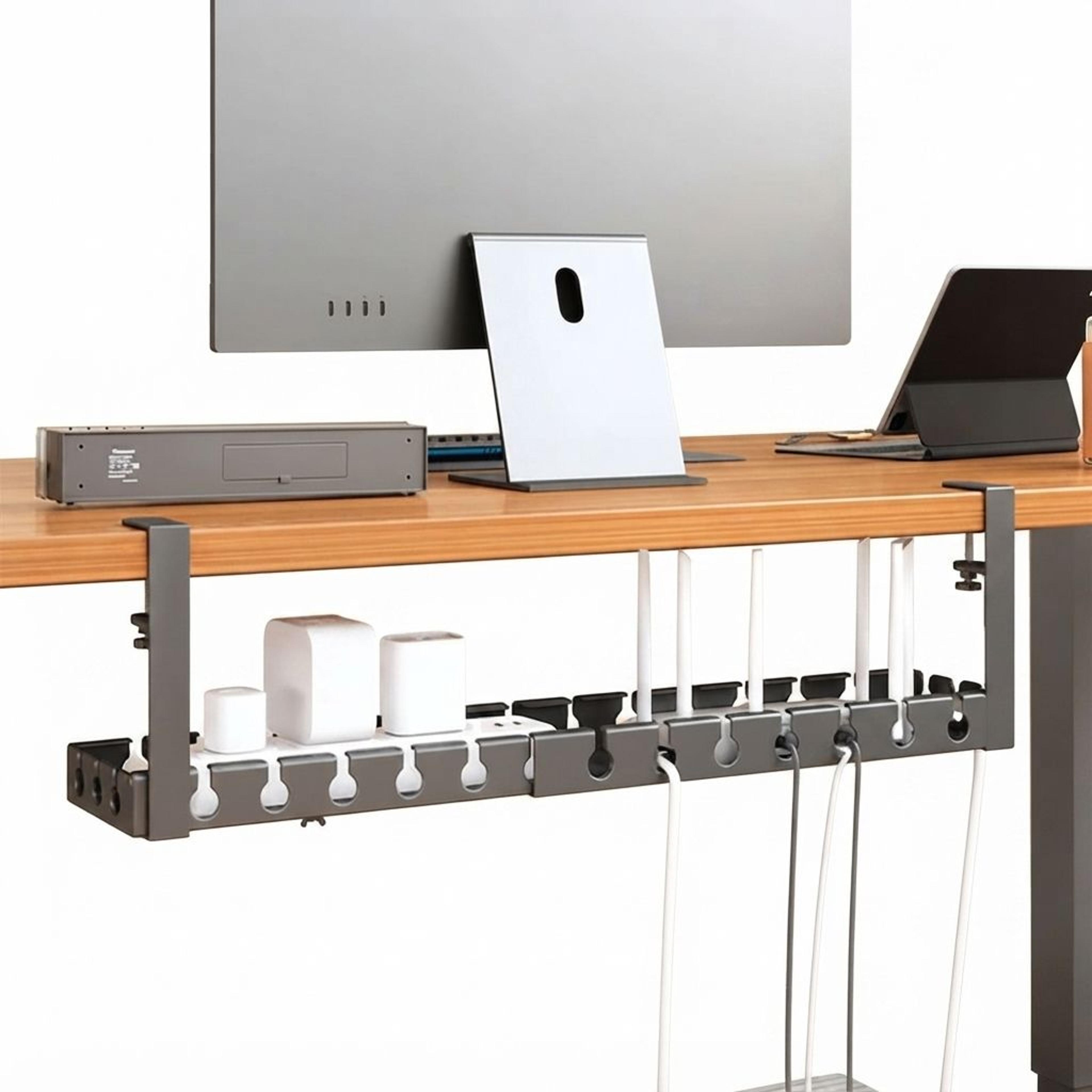 under desk cable management tray and storage rack no drill wire organizer