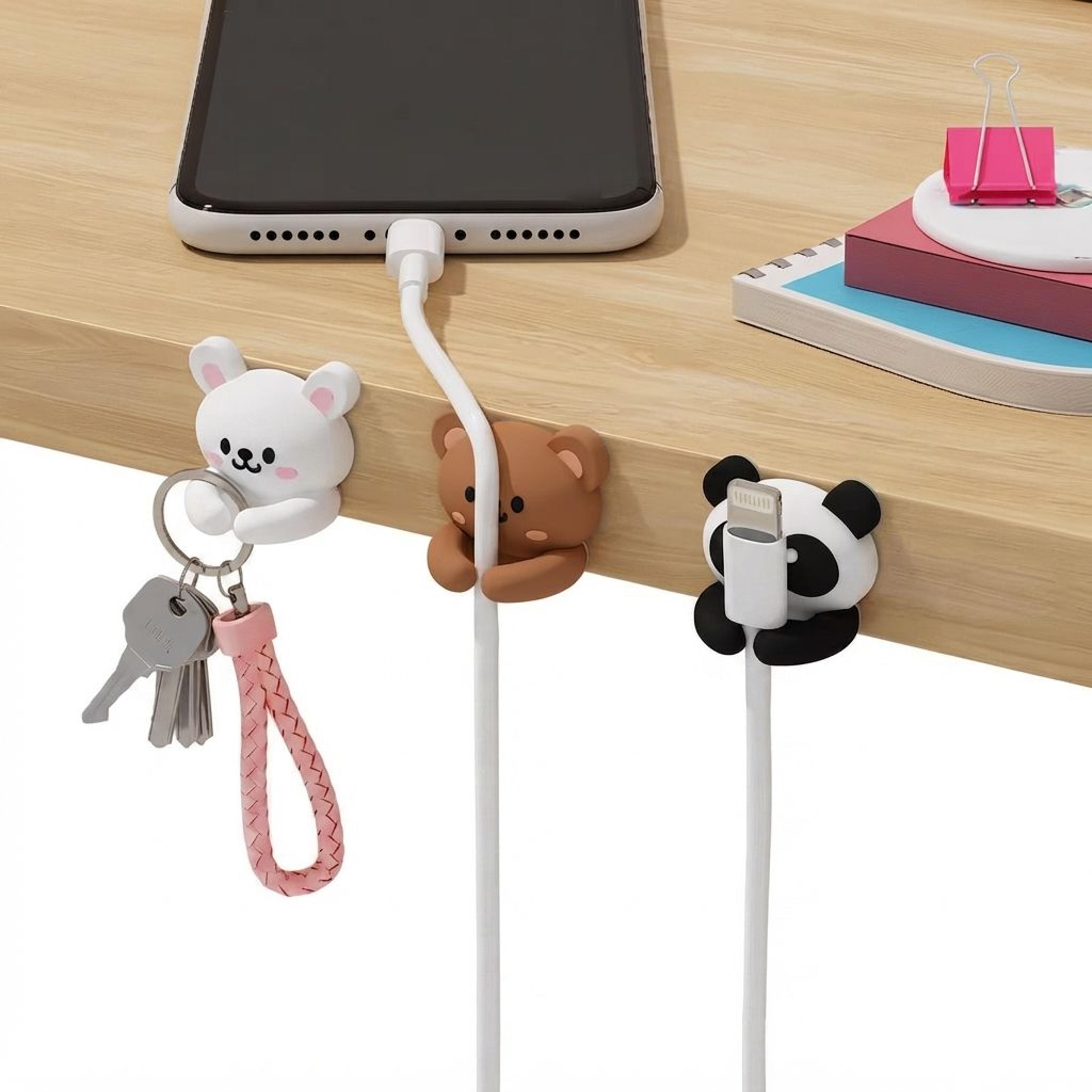 cute cartoon cable organizer clips self adhesive wire holder for desk and earphones