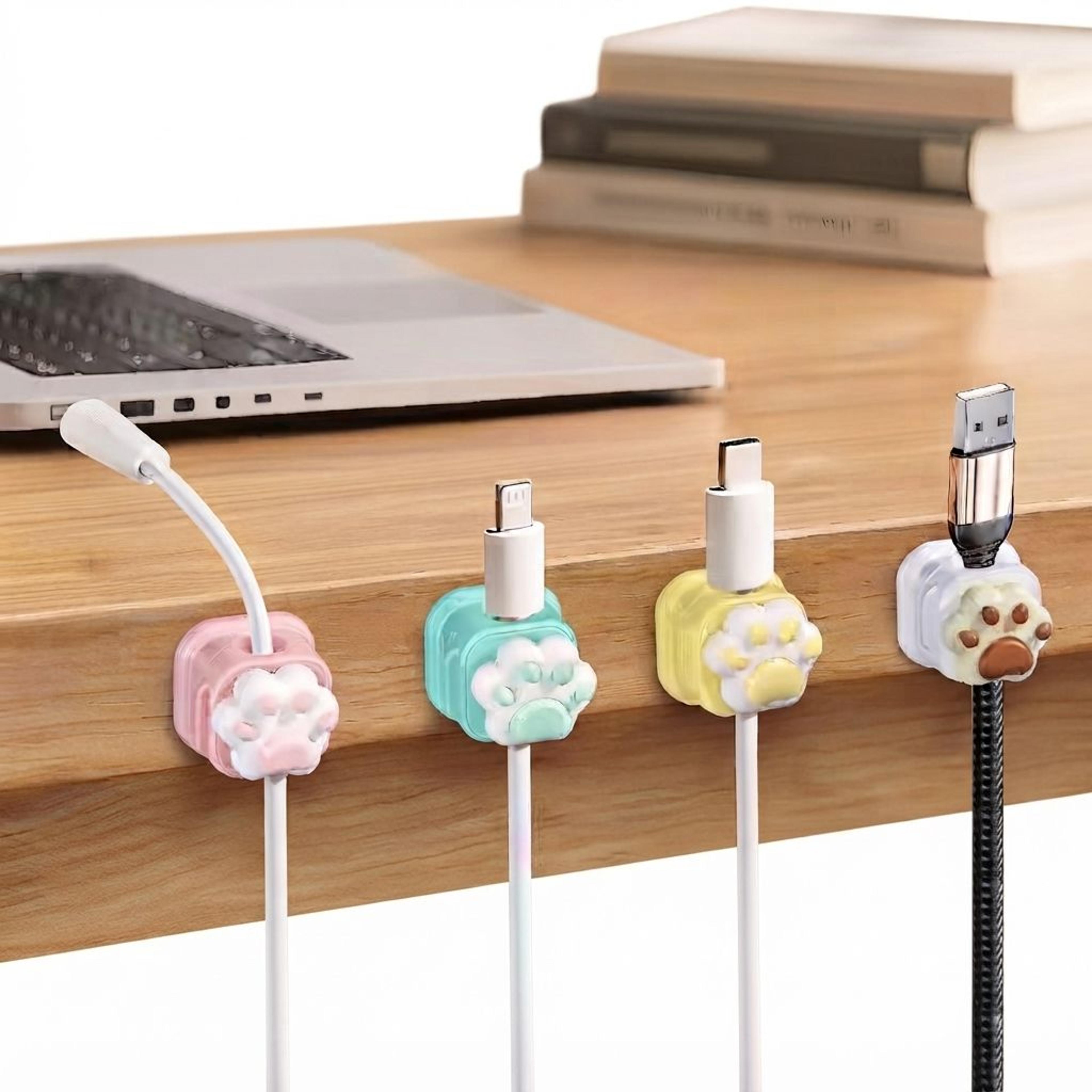 cat paw cable organizer self adhesive cord holder wire management clip for desk and offices