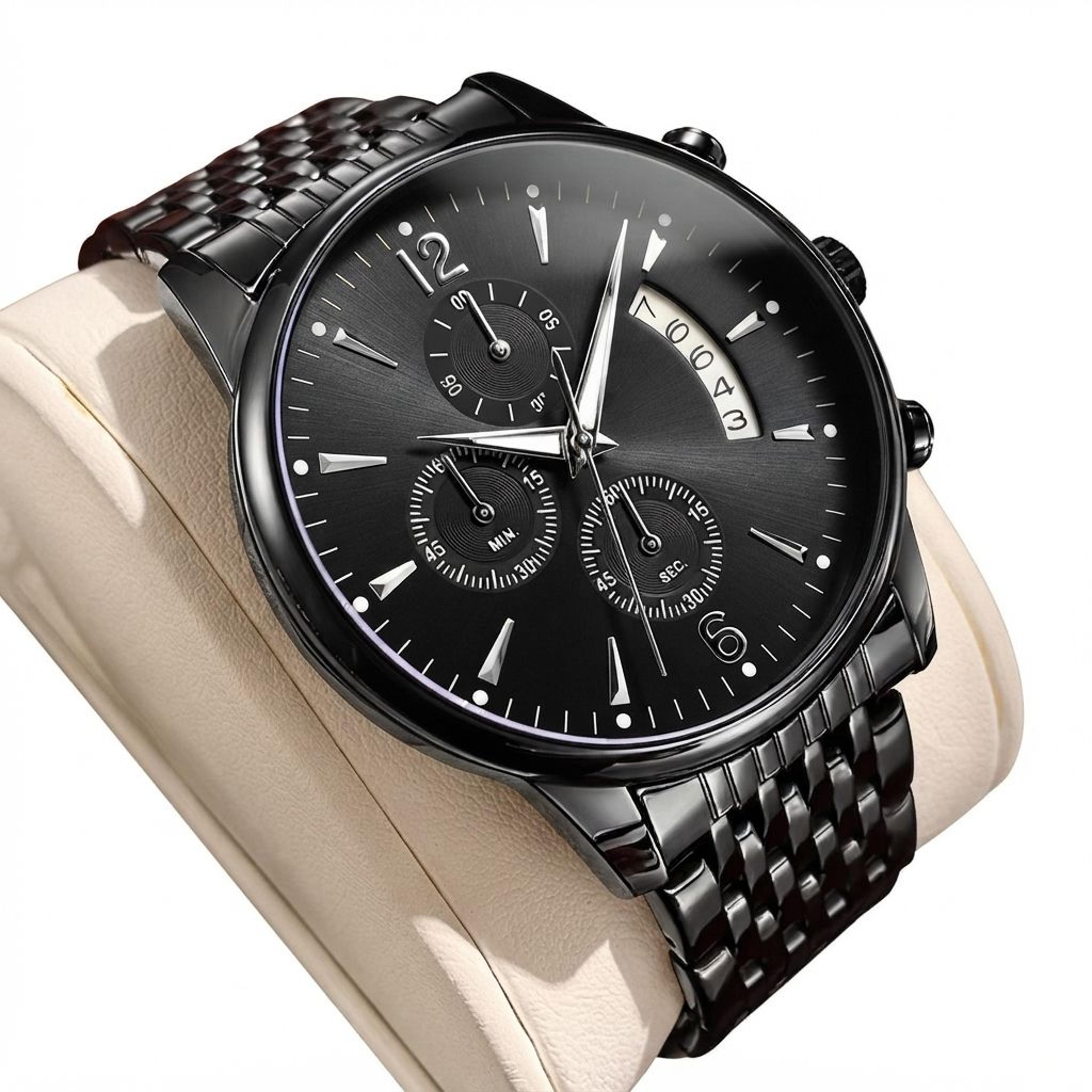 men's quartz watch large dial stainless steel waterproof dress watches