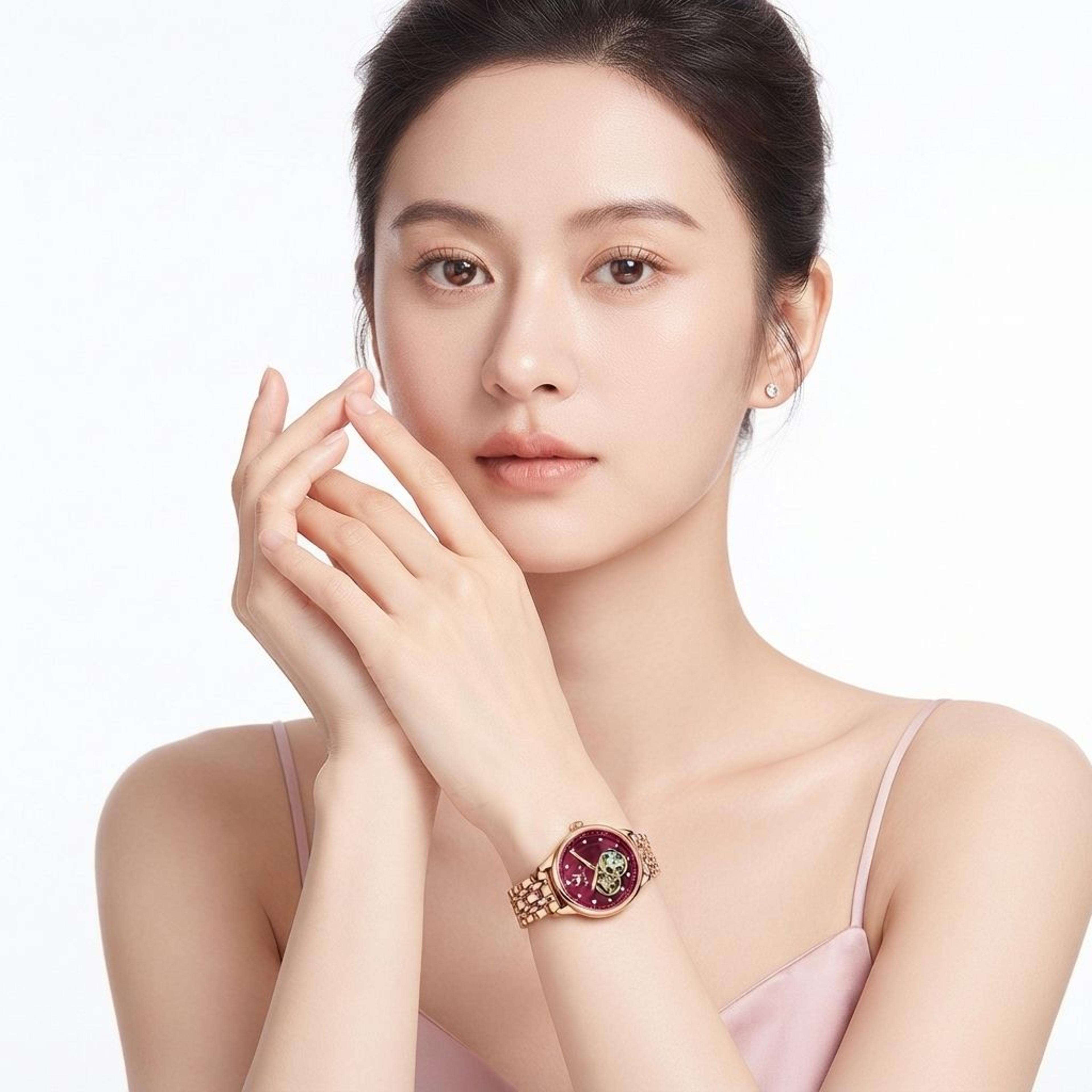 womens automatic mechanical watch with bracelet and necklace gift set