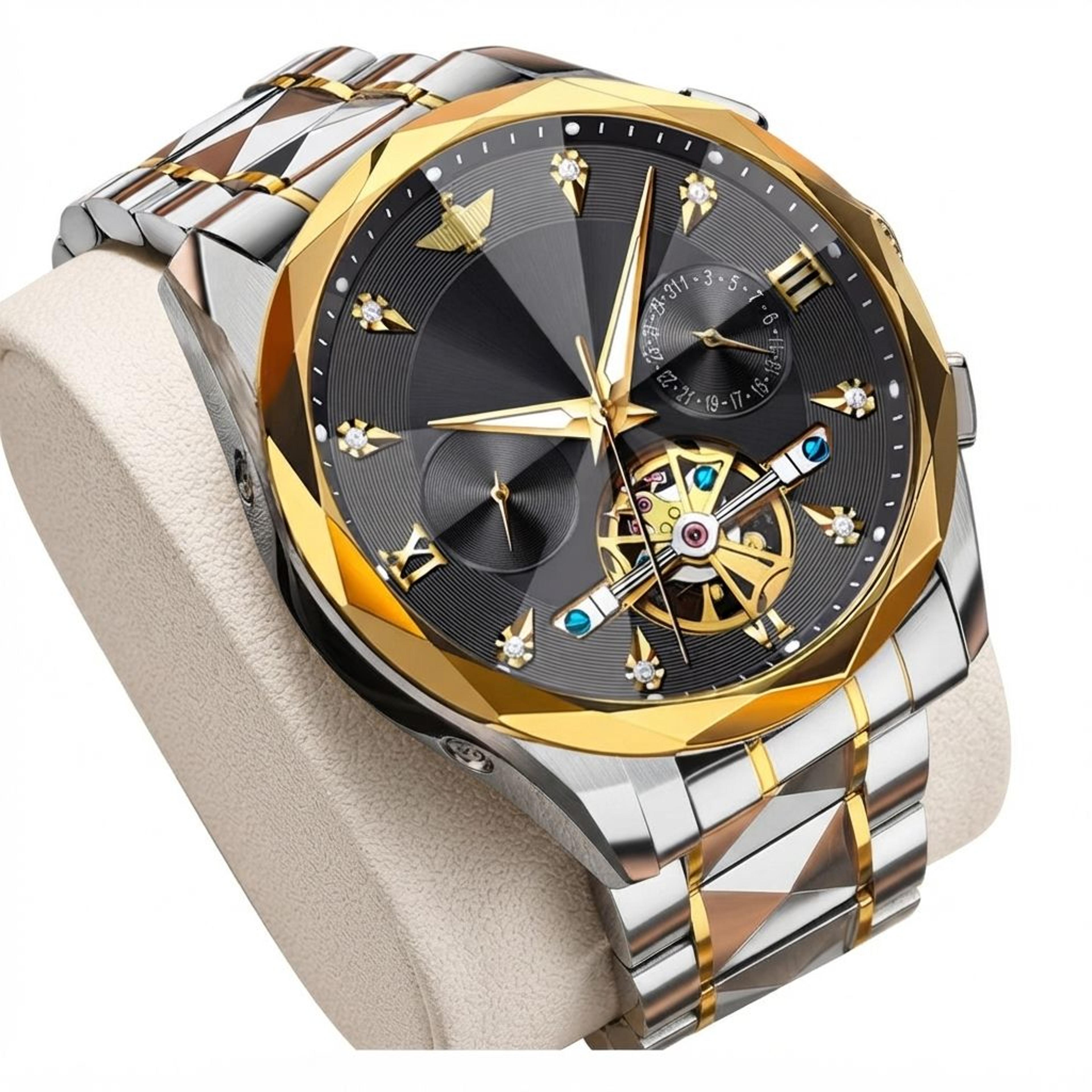 luxury skeleton automatic mechanical watch for men with tungsten steel case sapphire mirror