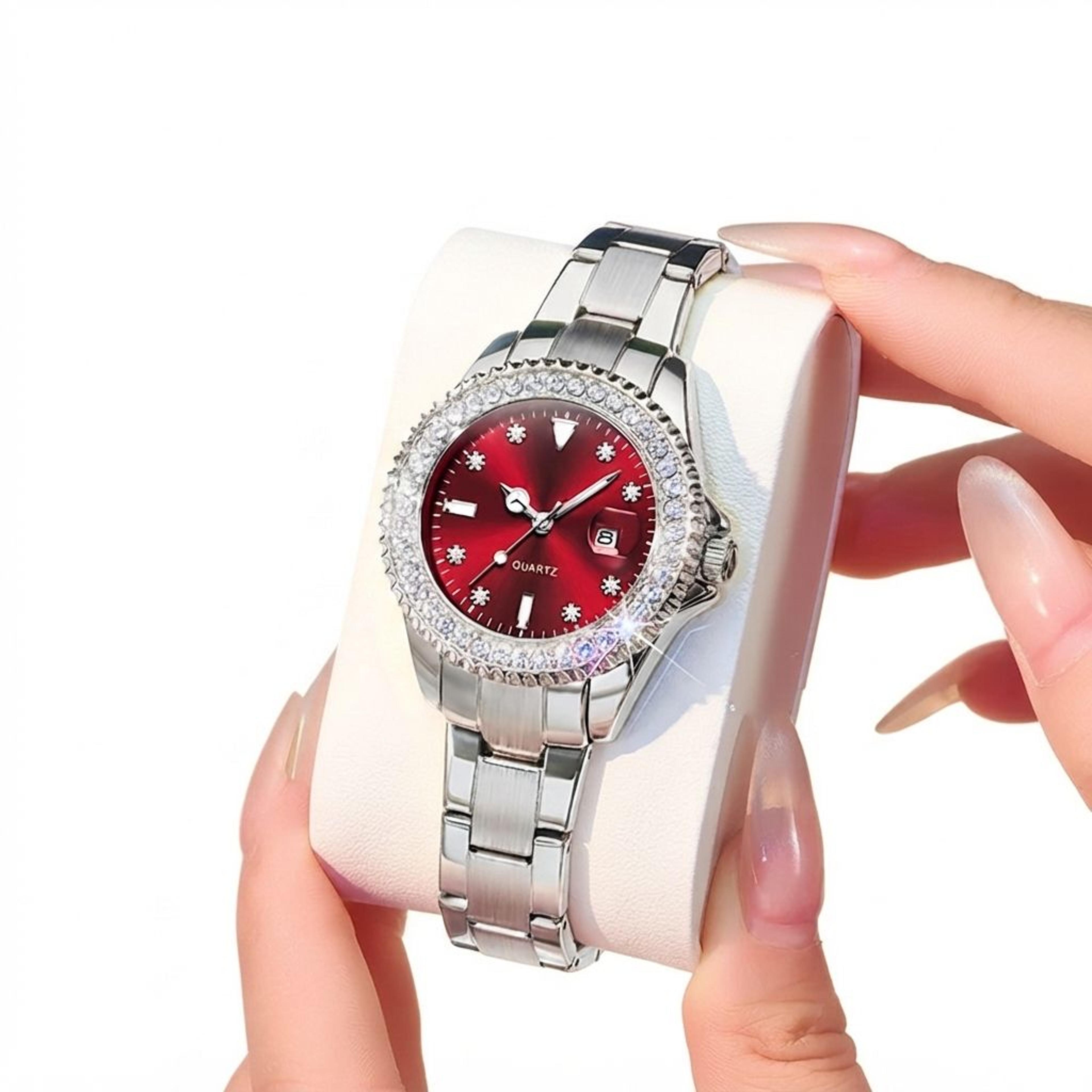 luxury diamond quartz watch for women elegant stainless steel waterproof ladies wristwatch