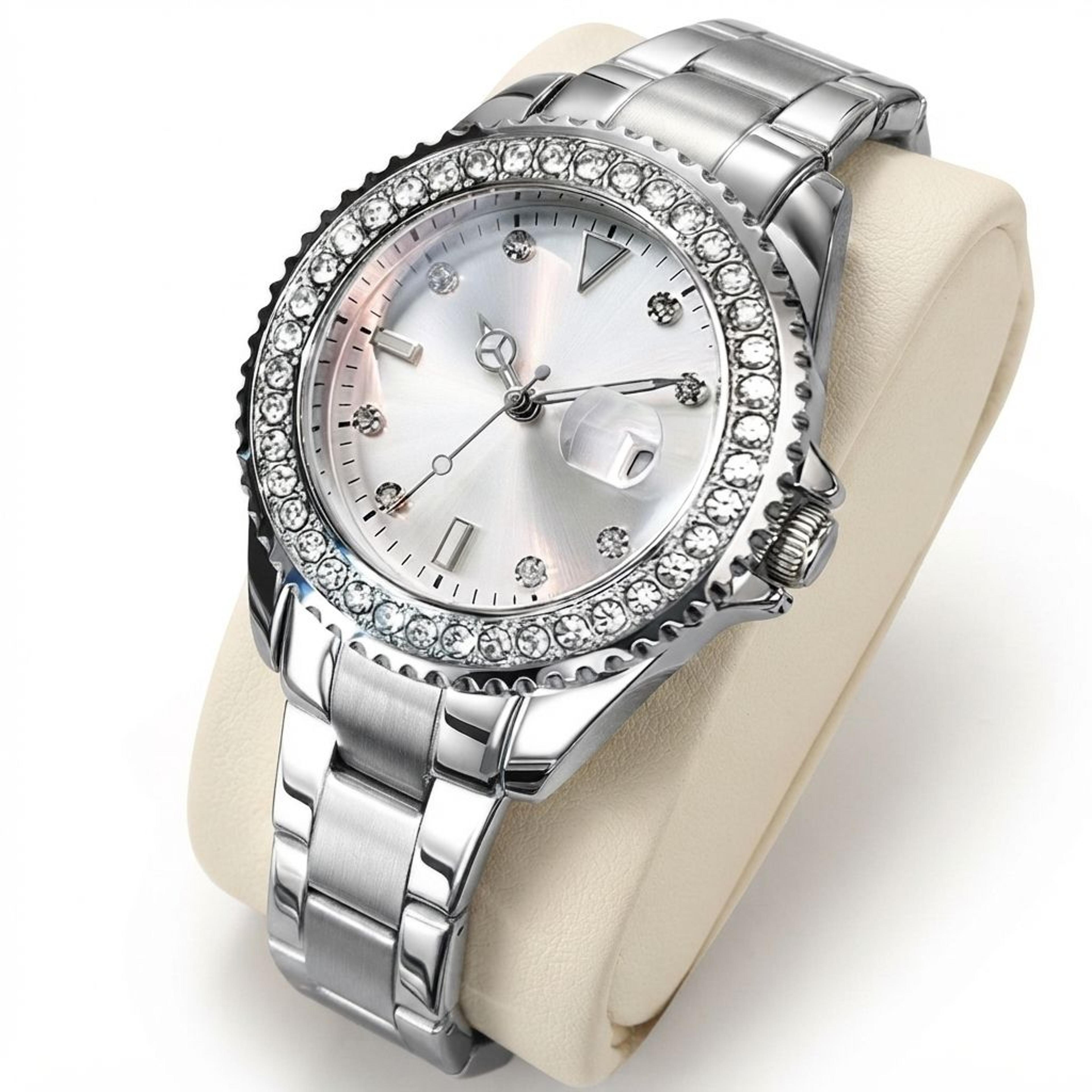 diamond dial quartz watch for women elegant stainless steel waterproof ladies wristwatch