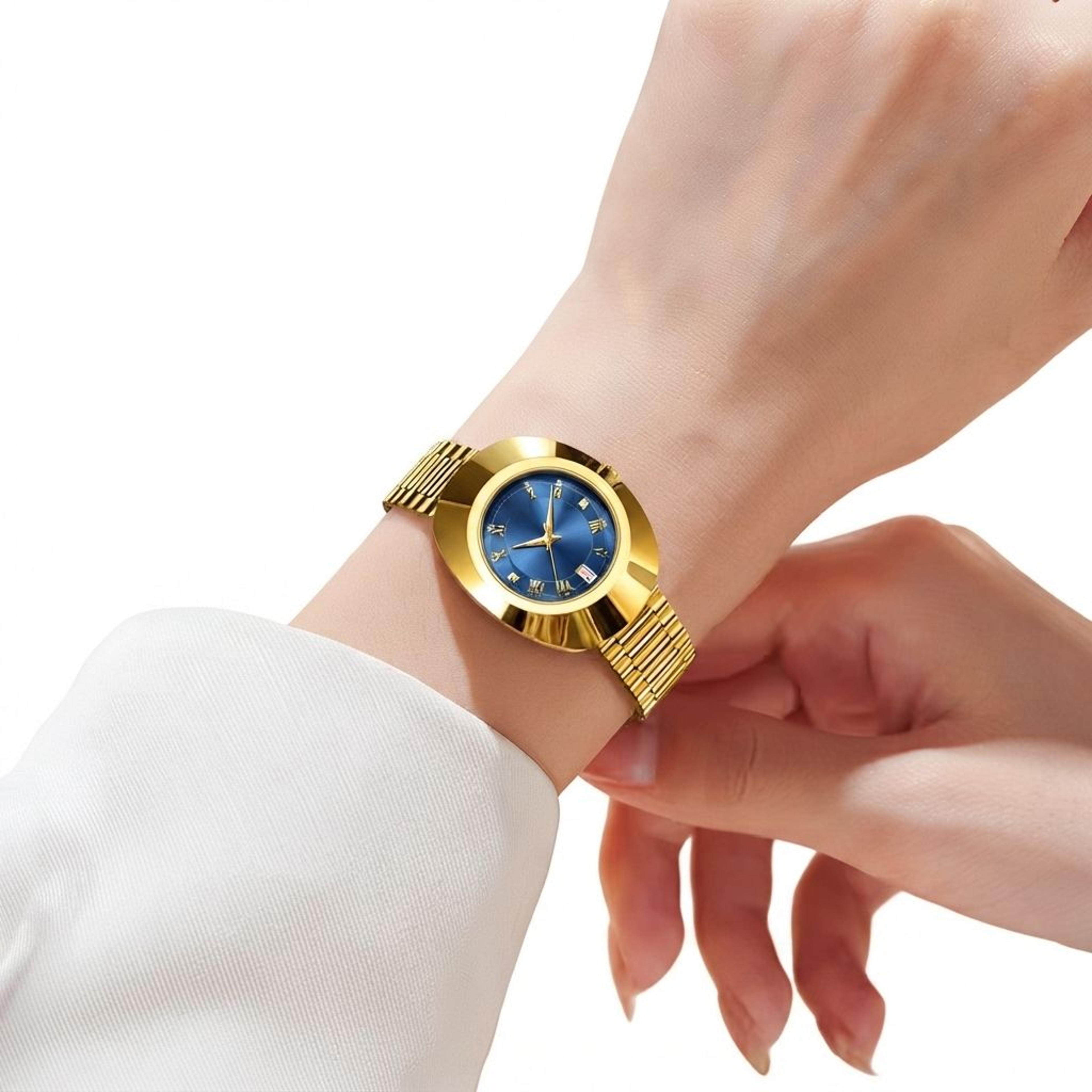 golden quartz luxury watch for women elegant tungsten steel waterproof fashion wristwatch