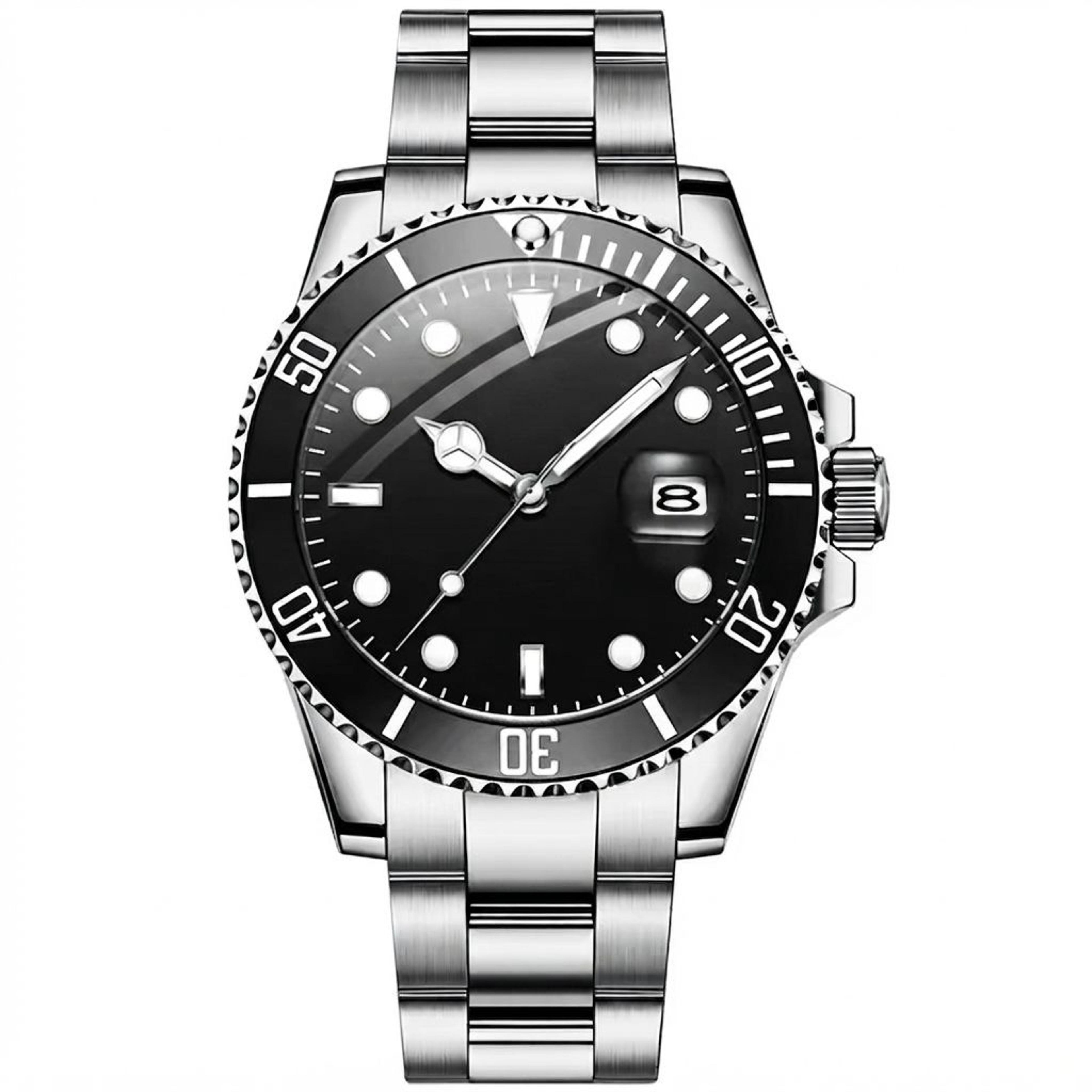 luxury men automatic date quartz watch with rotating bezel waterproof sports design