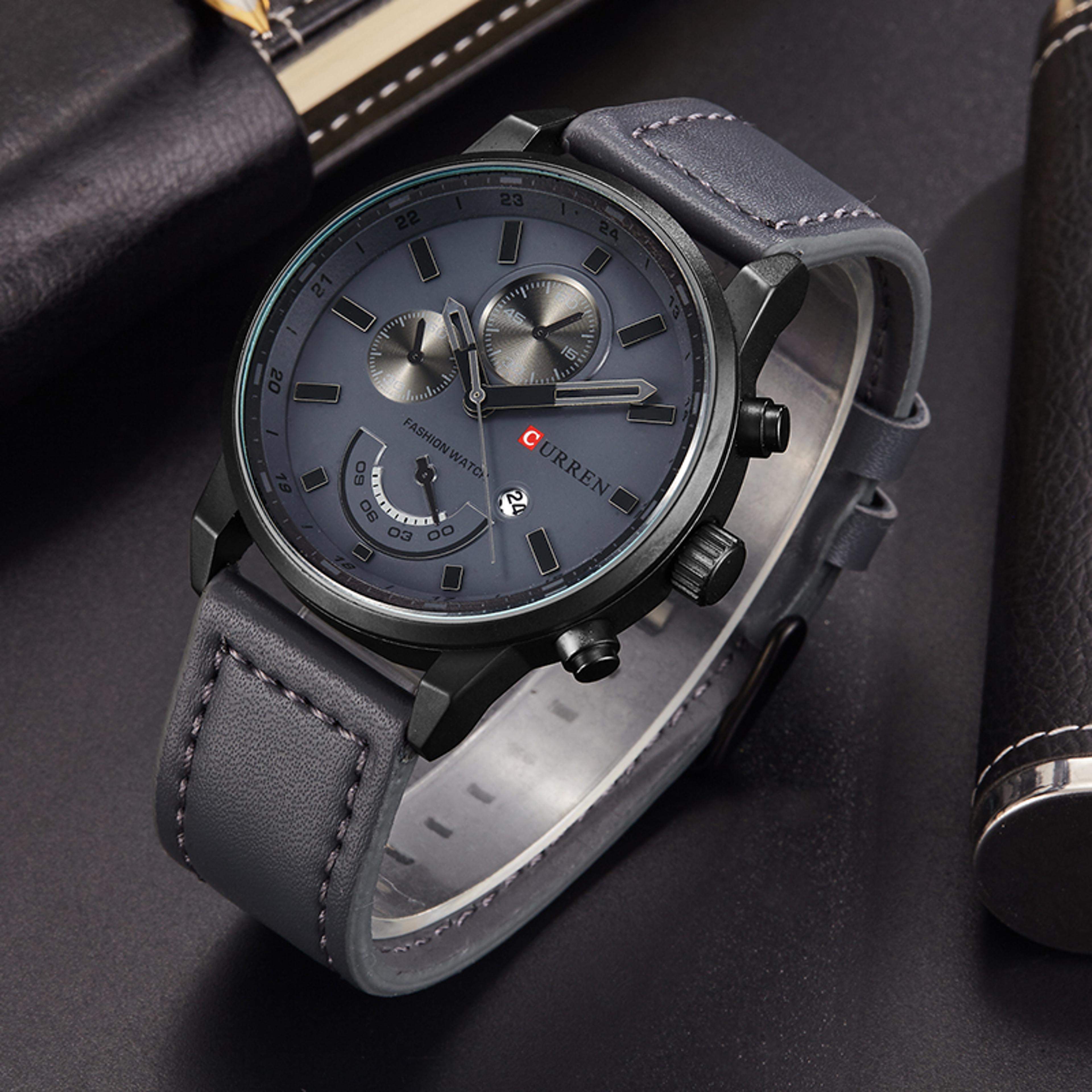luxury leather quartz watch for men classic casual sport wristwatch