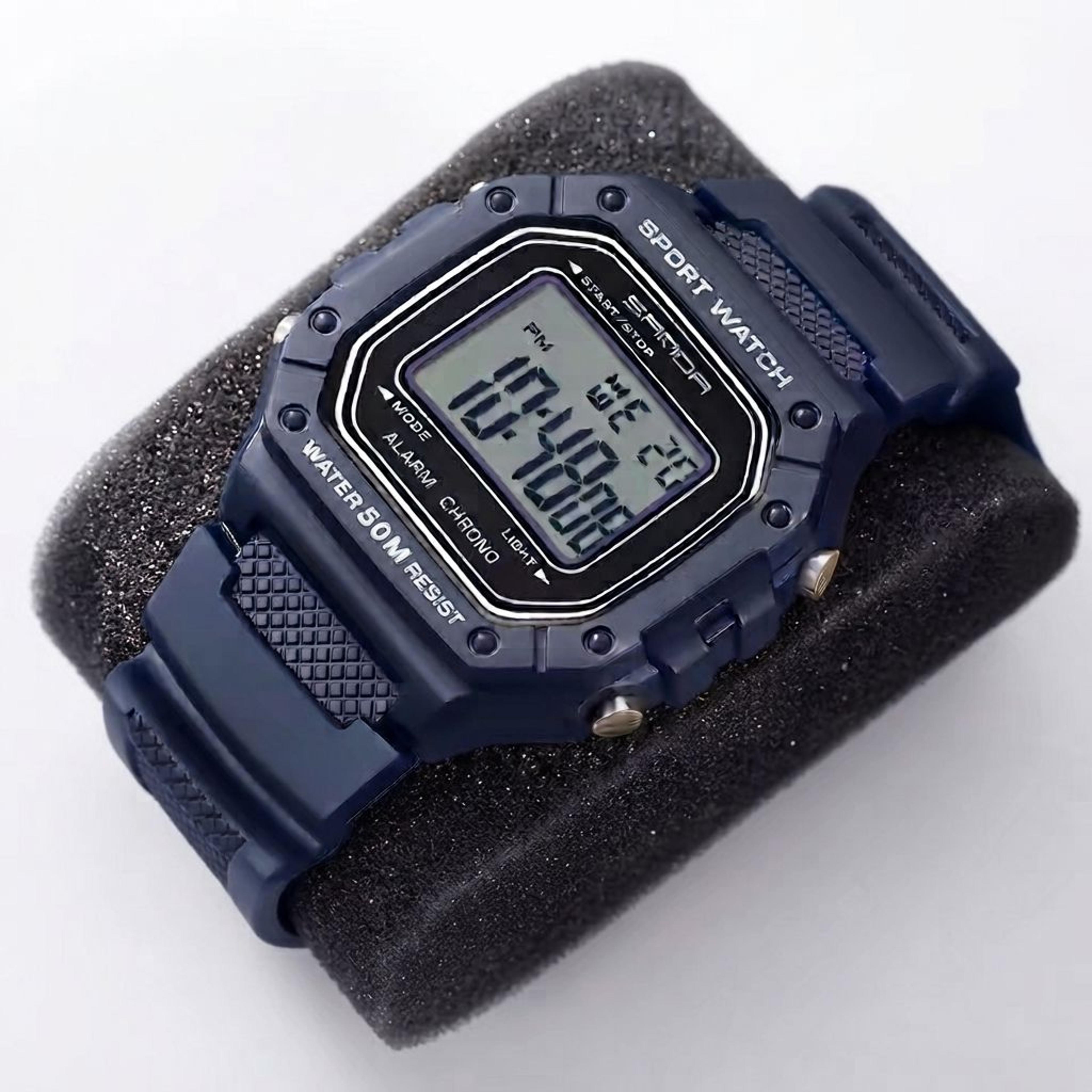 military style shockproof digital sports watch for men waterproof stopwatch wristwatch
