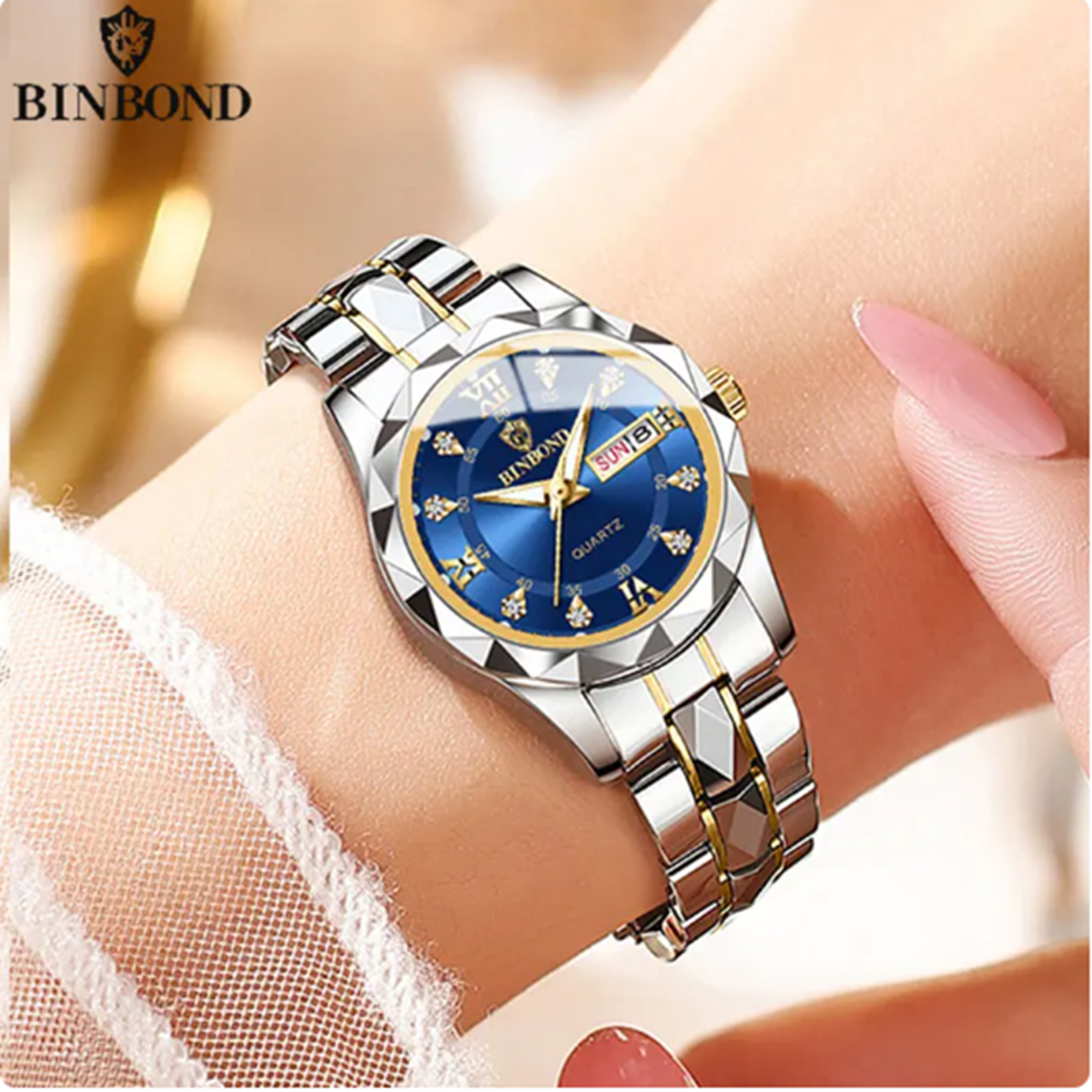 Product Name Luxury Womens Quartz Watch With Week Date Display Waterproof Business Wristwatch 4
