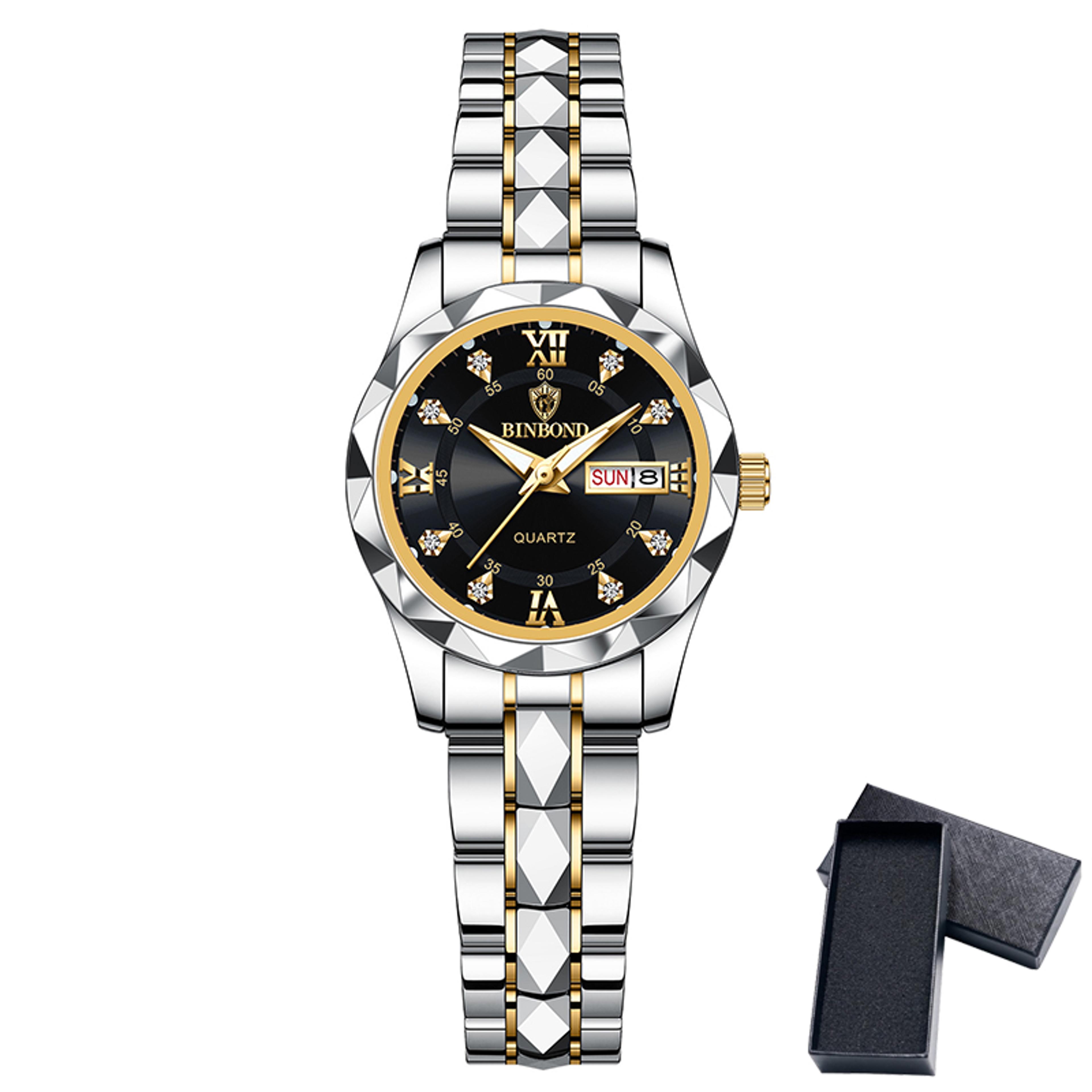 Product Name Luxury Womens Quartz Watch With Week Date Display Waterproof Business Wristwatch 12