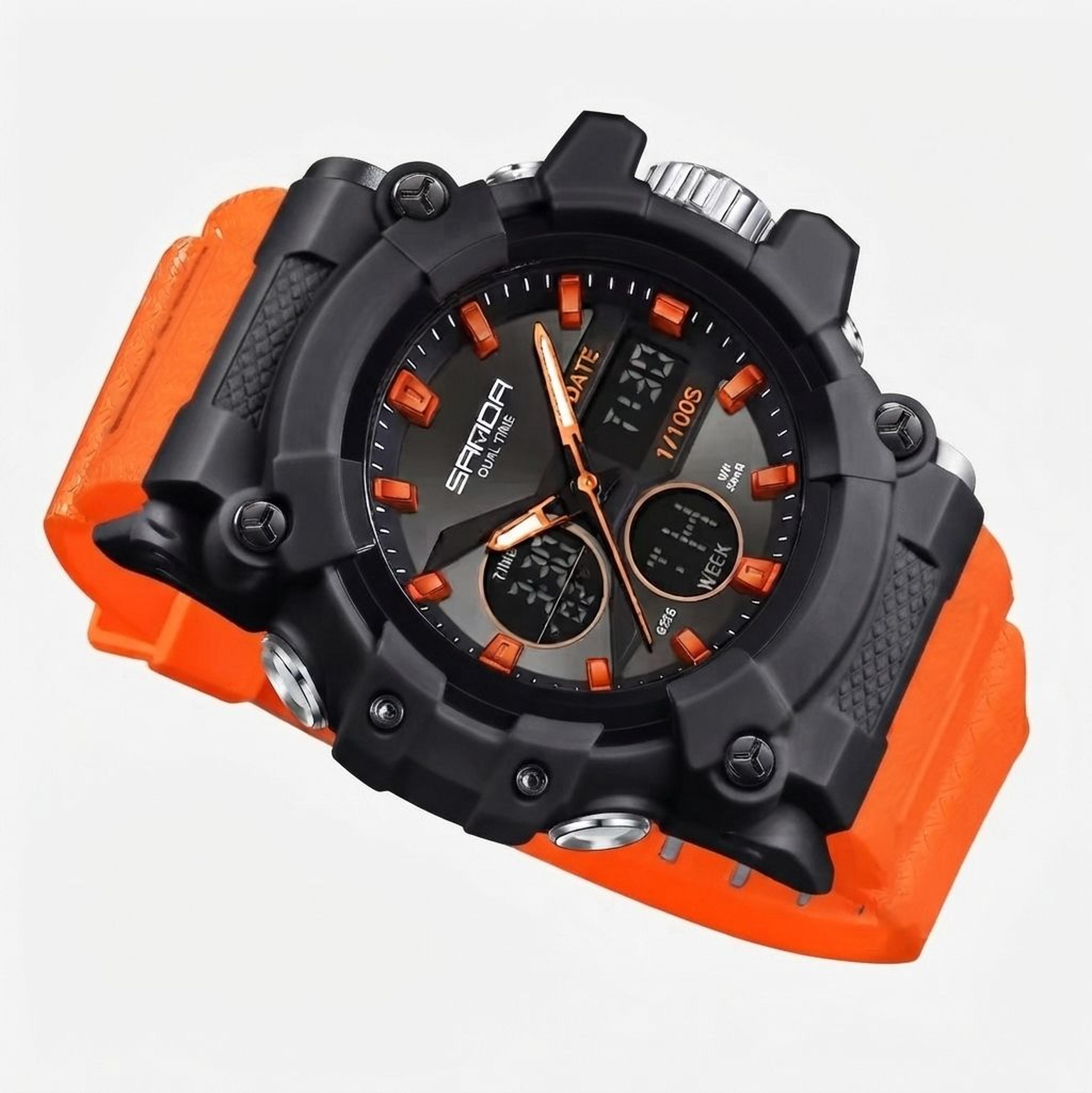 mens womens sports watch with dual display quartz movement shock resistant outdoor wristwatch