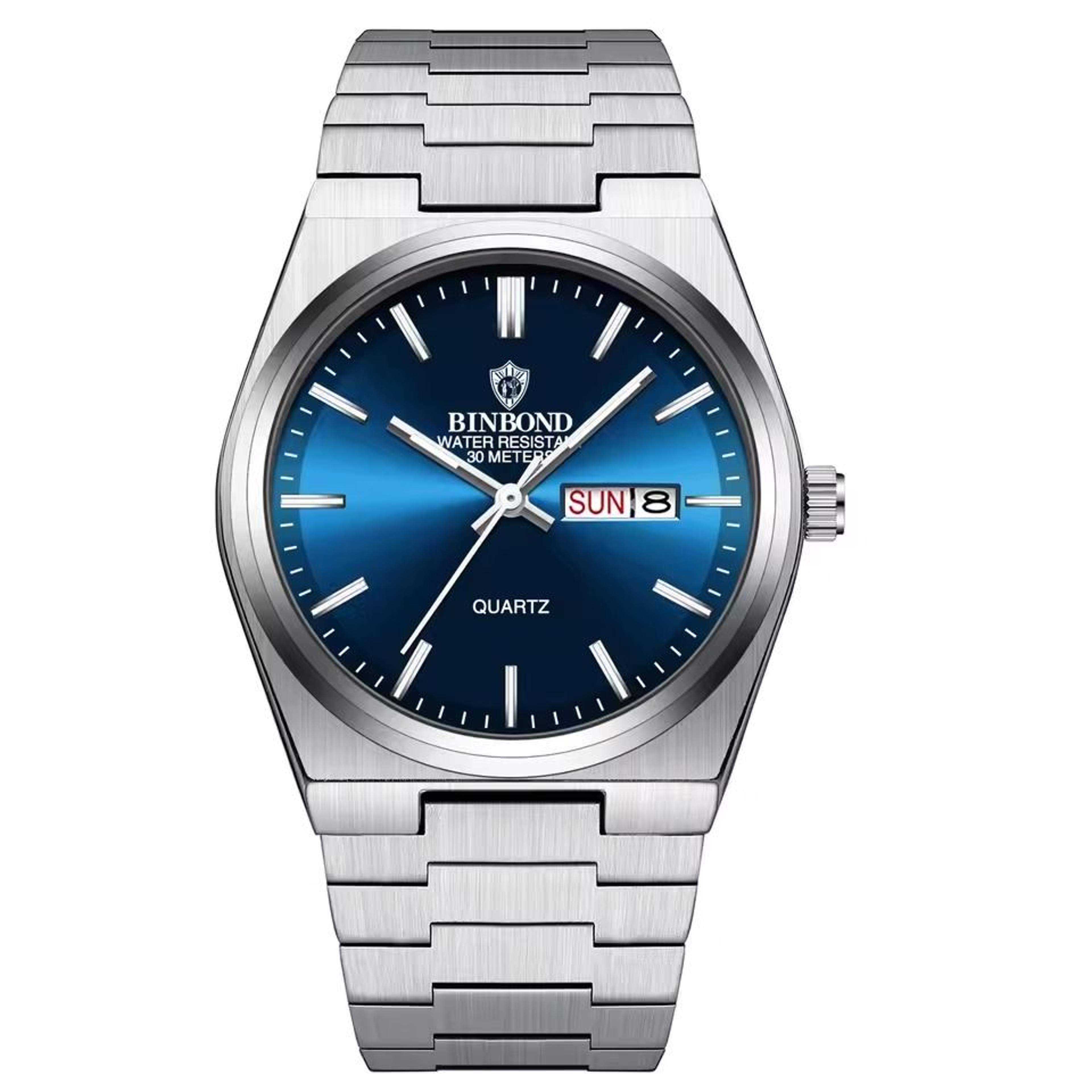 luxury stainless steel mens watch waterproof luminous date week quartz casual timepiece