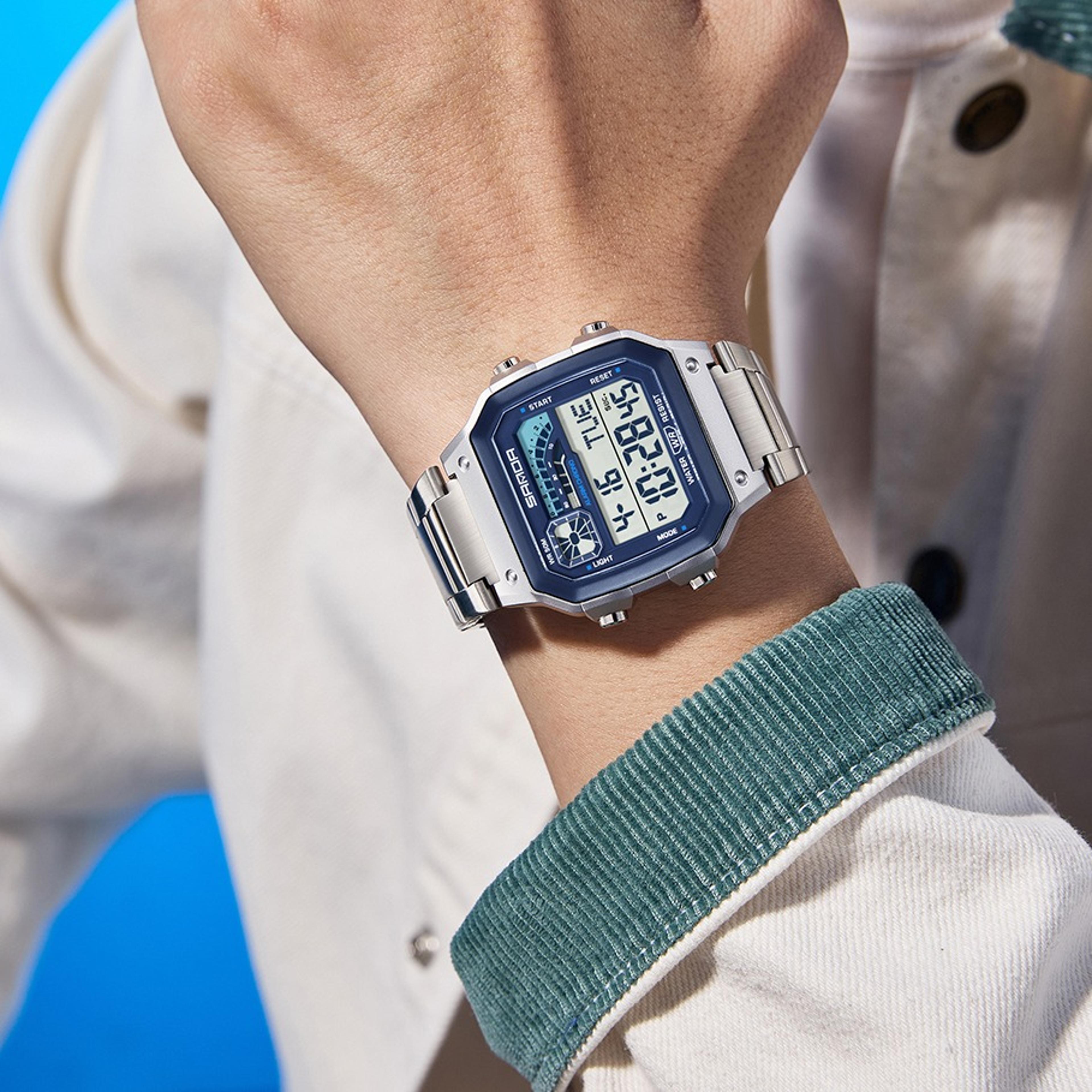 mens waterproof digital sports watch with luminous display