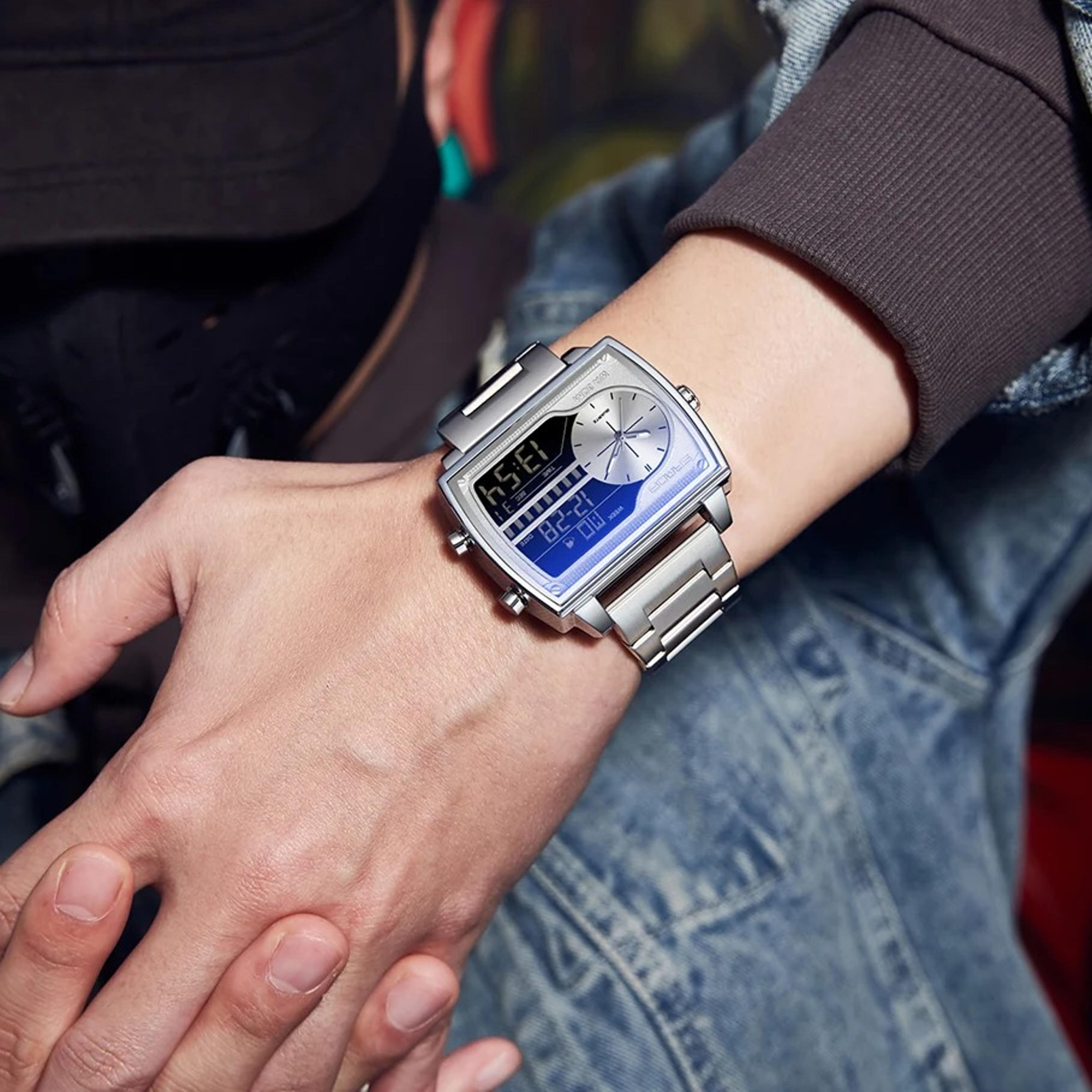 dual display waterproof sports watch for men