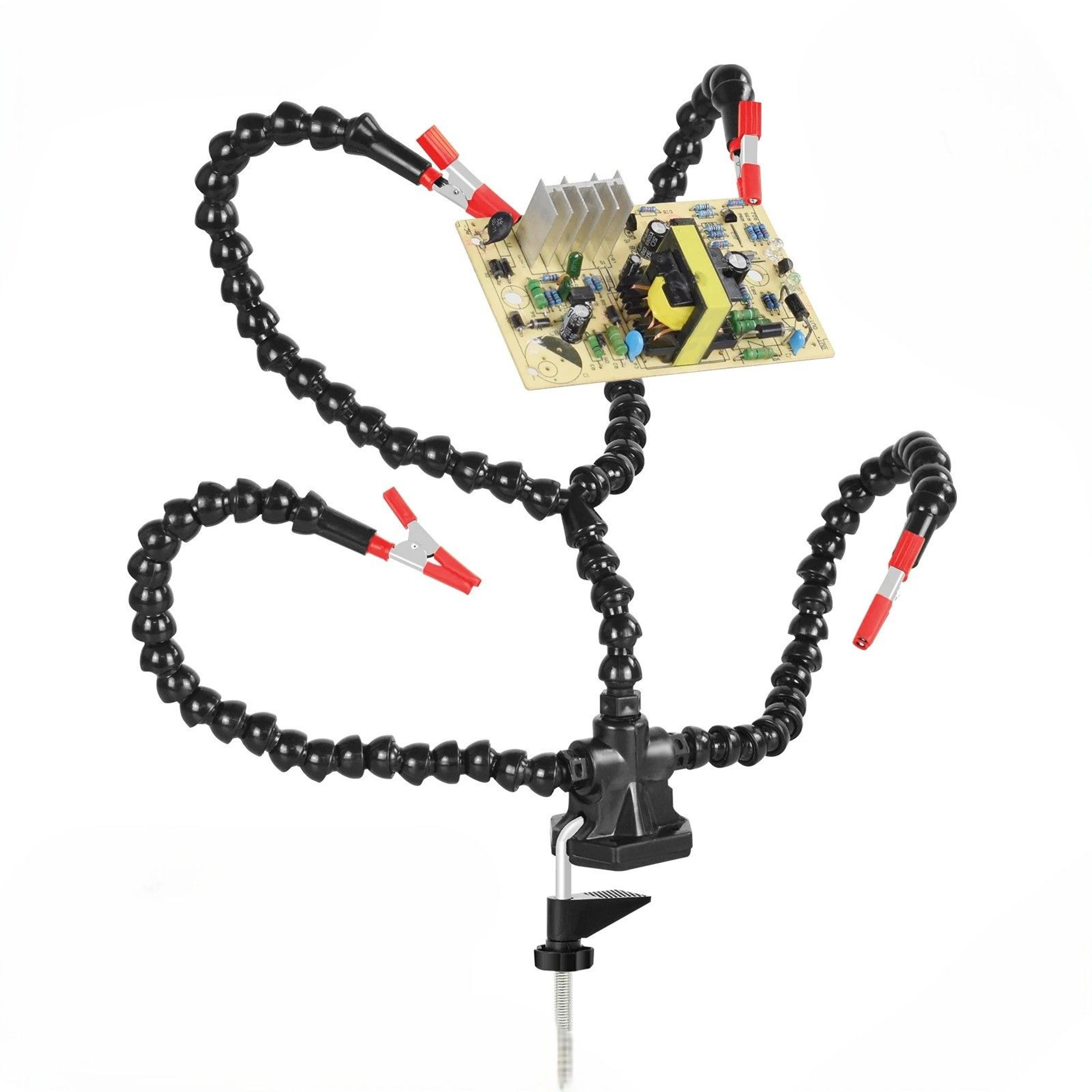 adjustable helping hand soldering station with flexible arms pcb holder