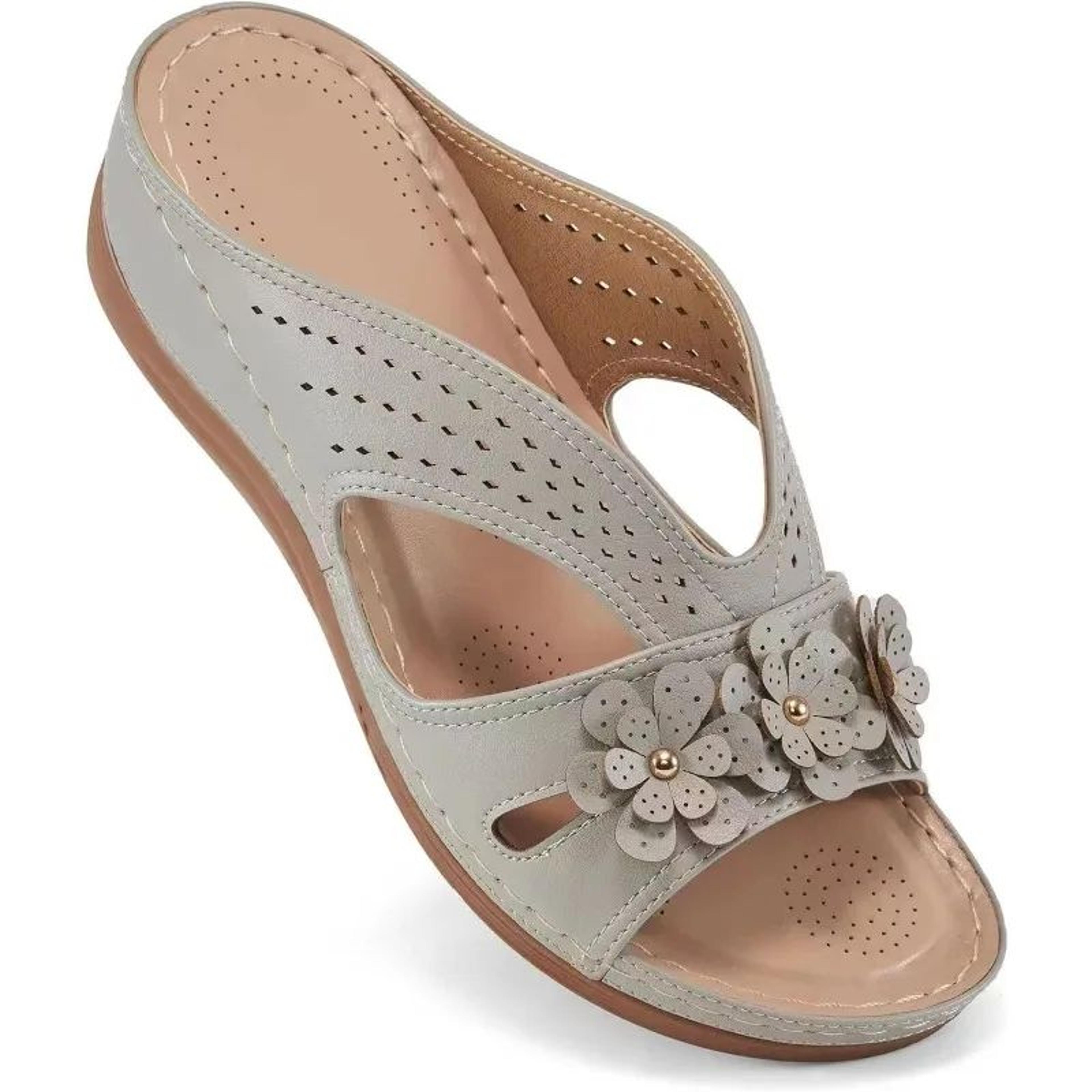 Womens Flower Hollow Wedge Slippers Comfortable Non Slip Platform Sandals 4